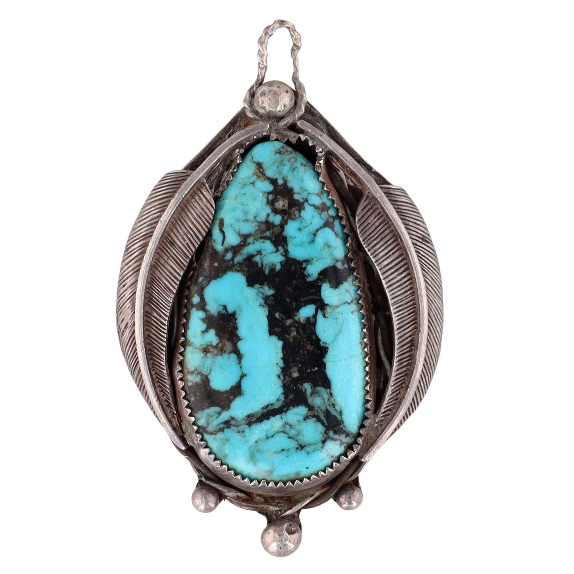 Signed Navajo Sterling Turquoise Pendant