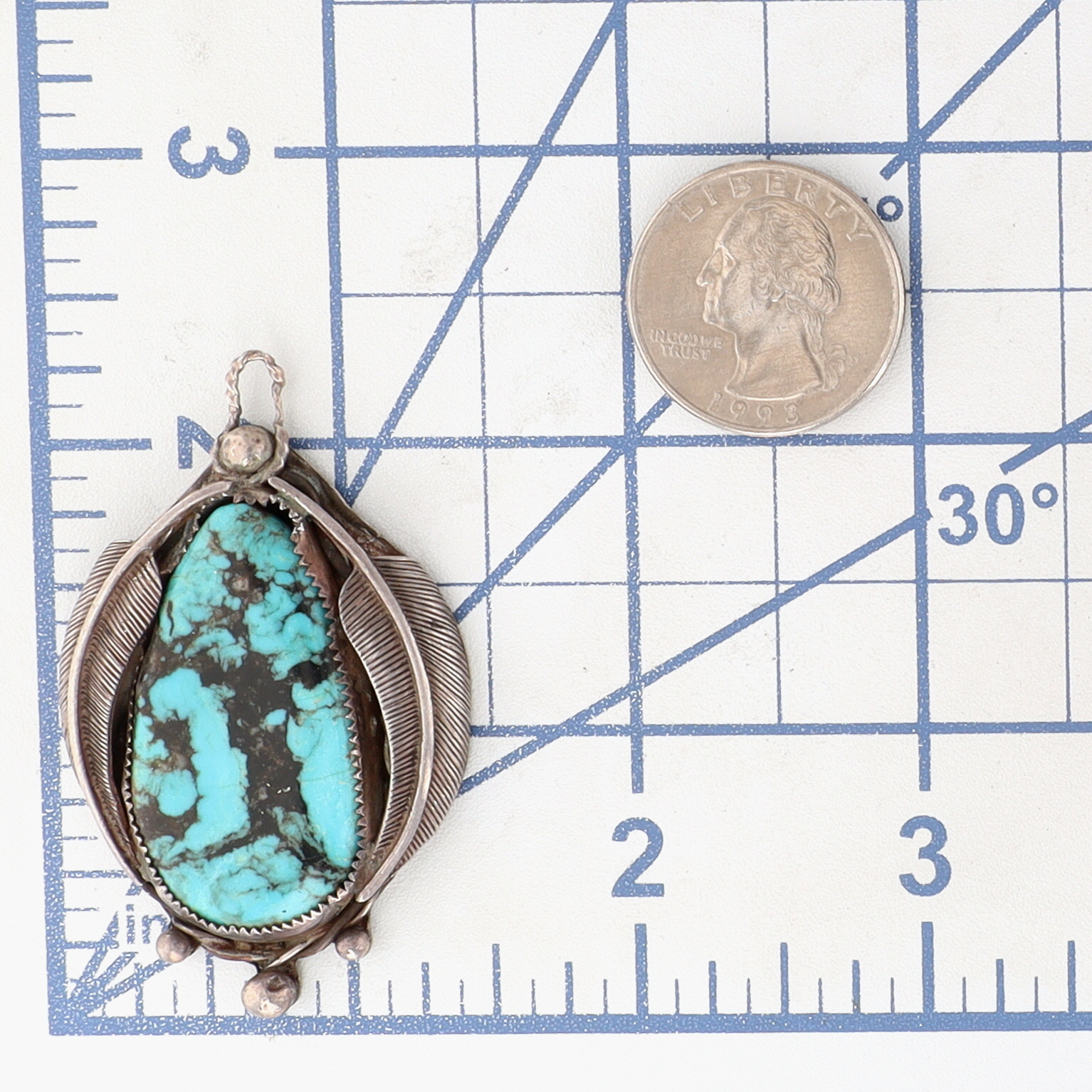 Signed Navajo Sterling Turquoise Pendant