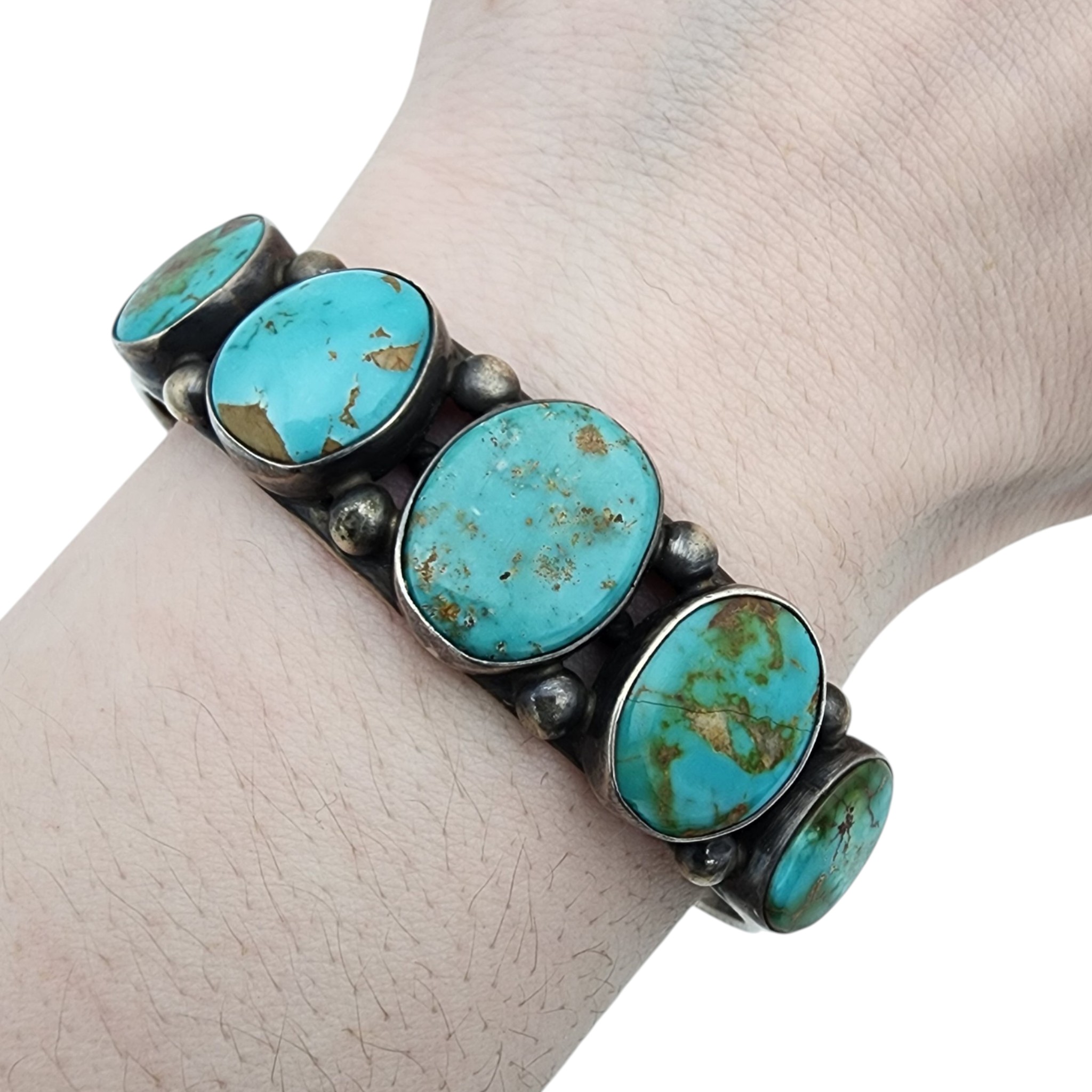 Vintage Navajo Sterling Turquoise Cuff Bracelet
