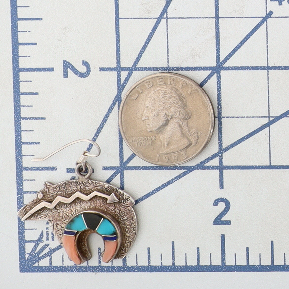 Navajo Sterling Multi-Stone Inlay Heartline Bear Earrings