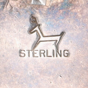 Vintage Arthur Lomayestewa Hopi Sterling Man in the Maze Overlay Pendant