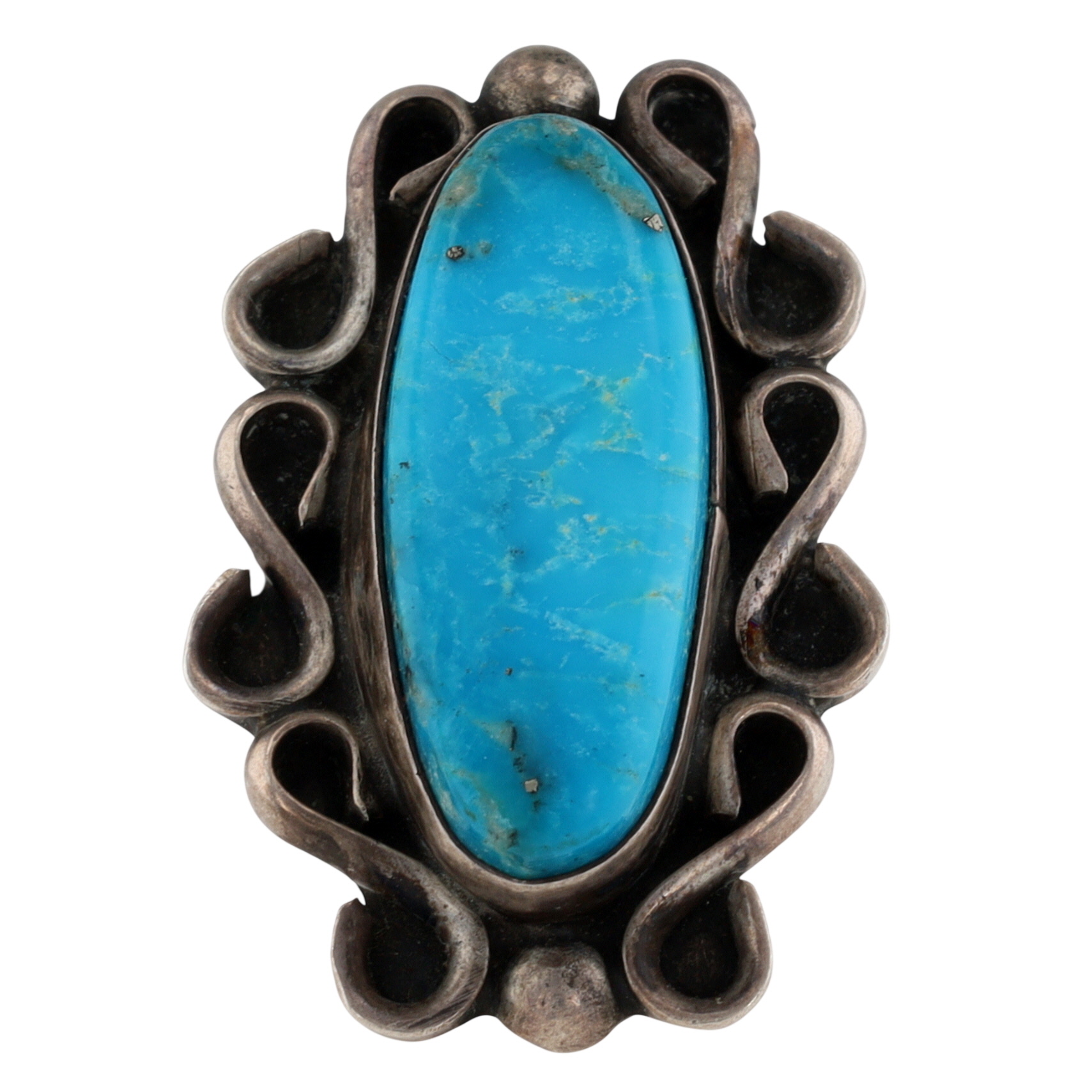 Vintage Navajo Sterling Turquoise Ring Sz 4.5