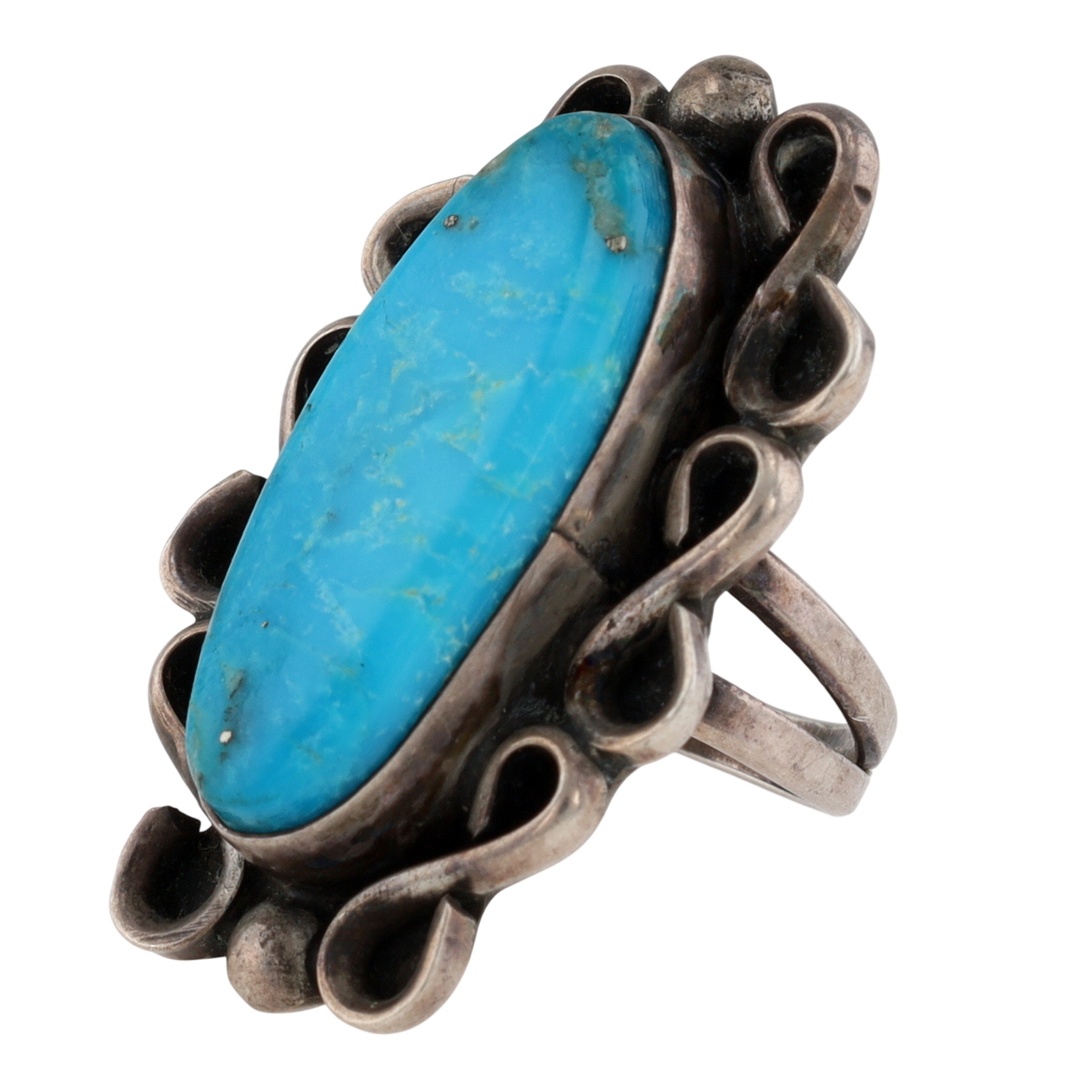 Vintage Navajo Sterling Turquoise Ring Sz 4.5