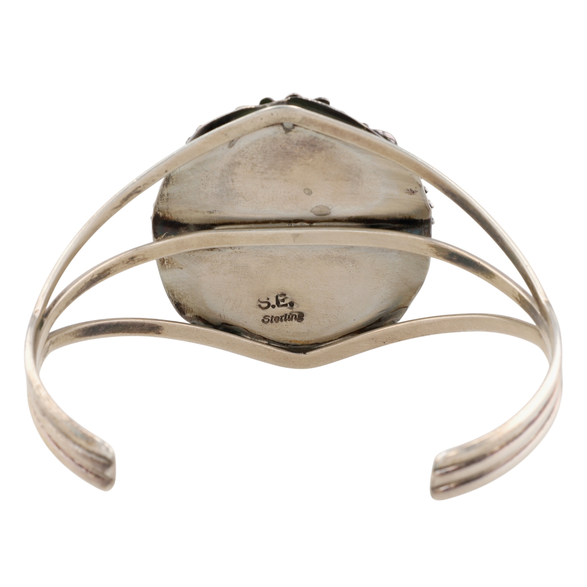 Signed Navajo Sterling Turquoise Cuff Bracelet
