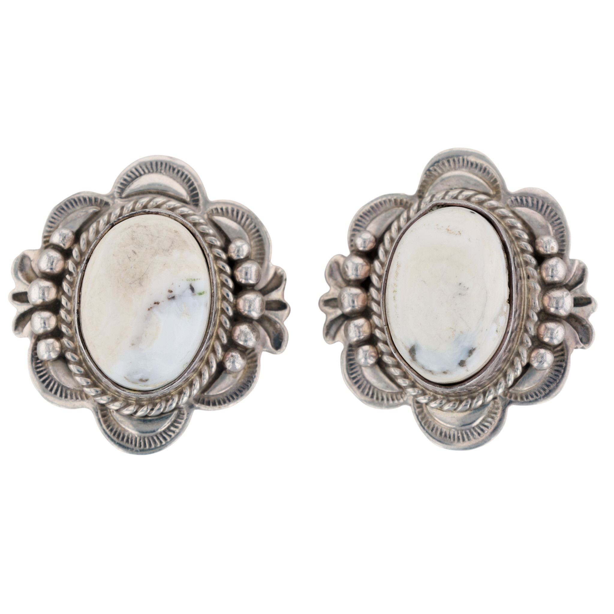 Alex Sanchez Navajo Sterling White Buffalo Earrings
