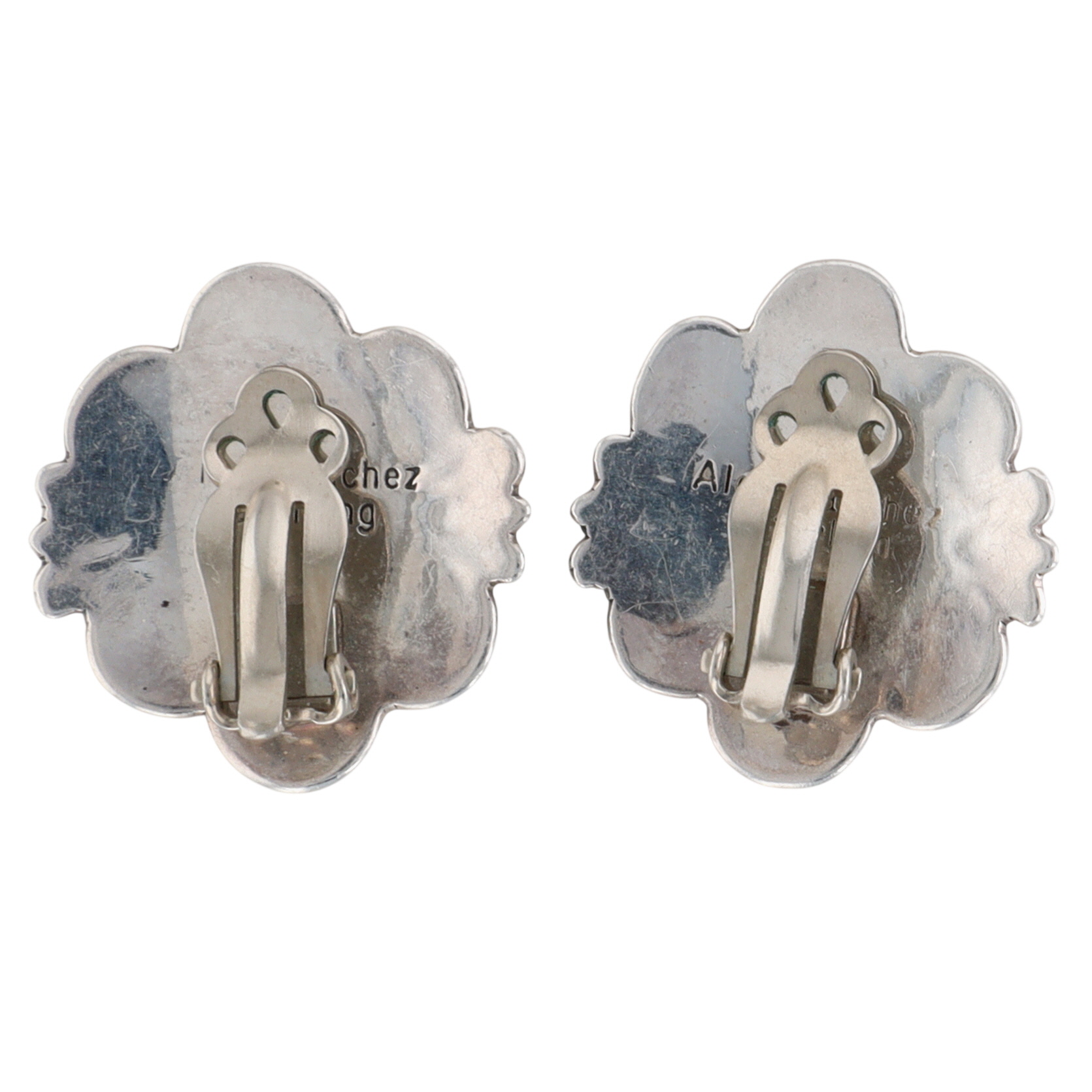 Alex Sanchez Navajo Sterling White Buffalo Earrings