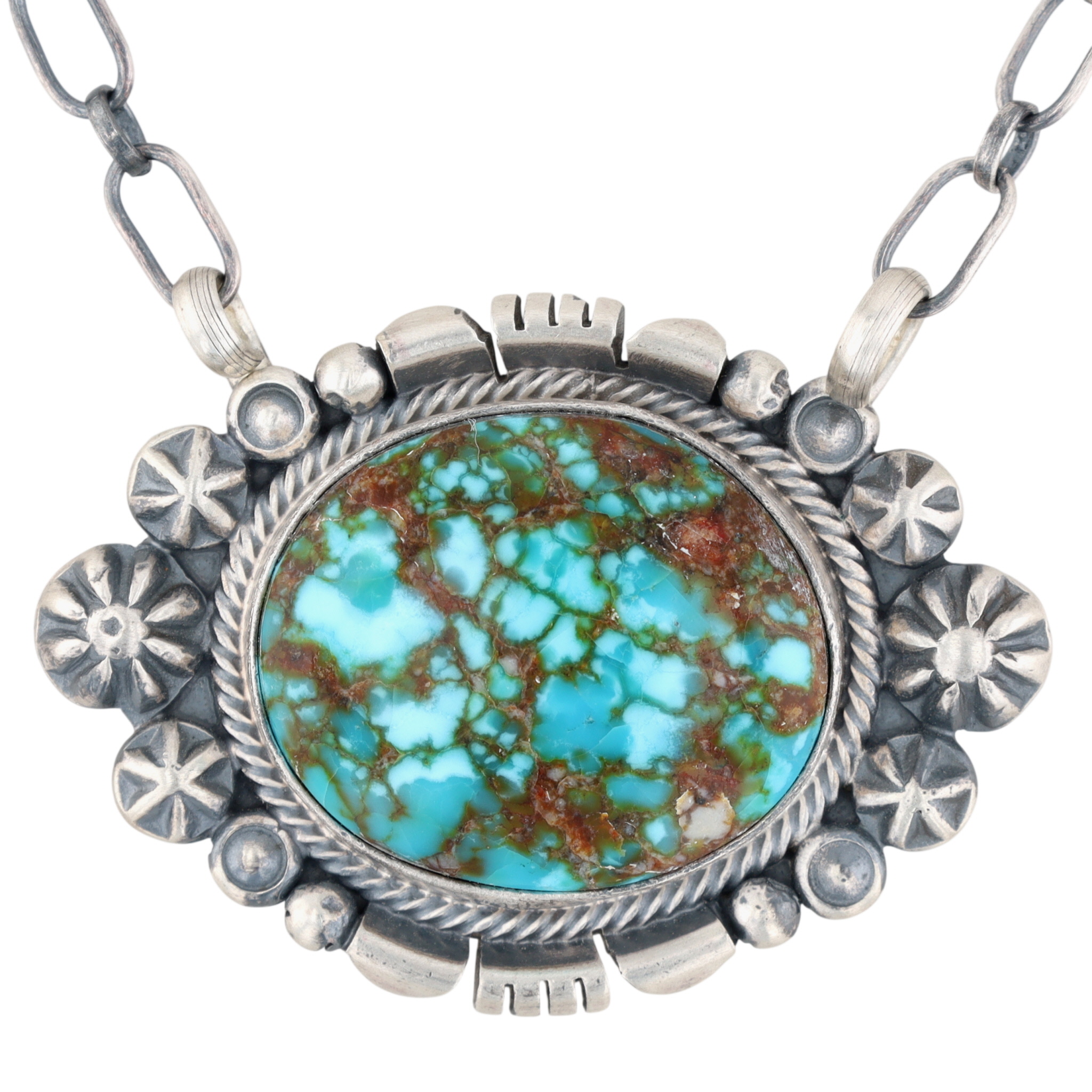 Daniel Benally Navajo Sterling Kingman Web Turquoise Necklace