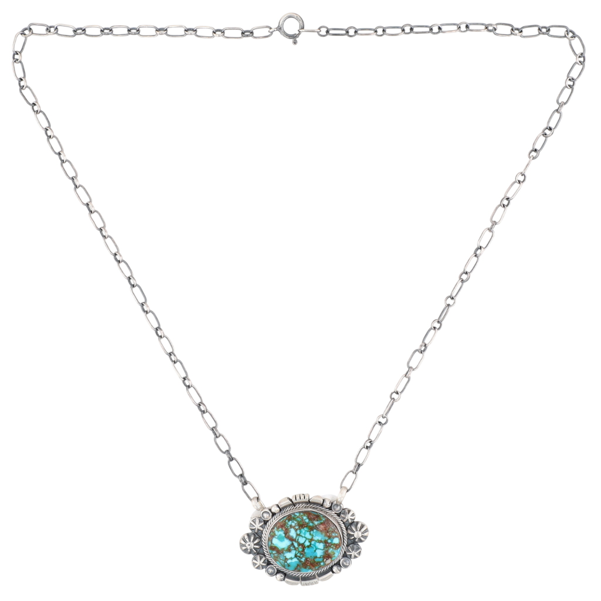 Daniel Benally Navajo Sterling Kingman Web Turquoise Necklace