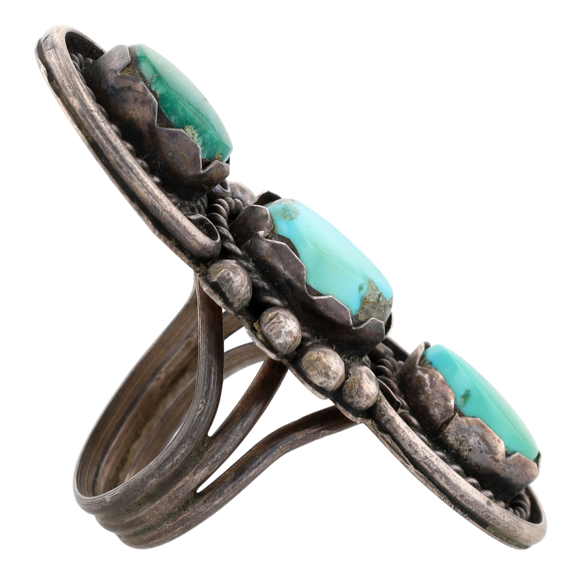 Vintage Navajo Sterling Mixed Turquoise Ring Sz 9