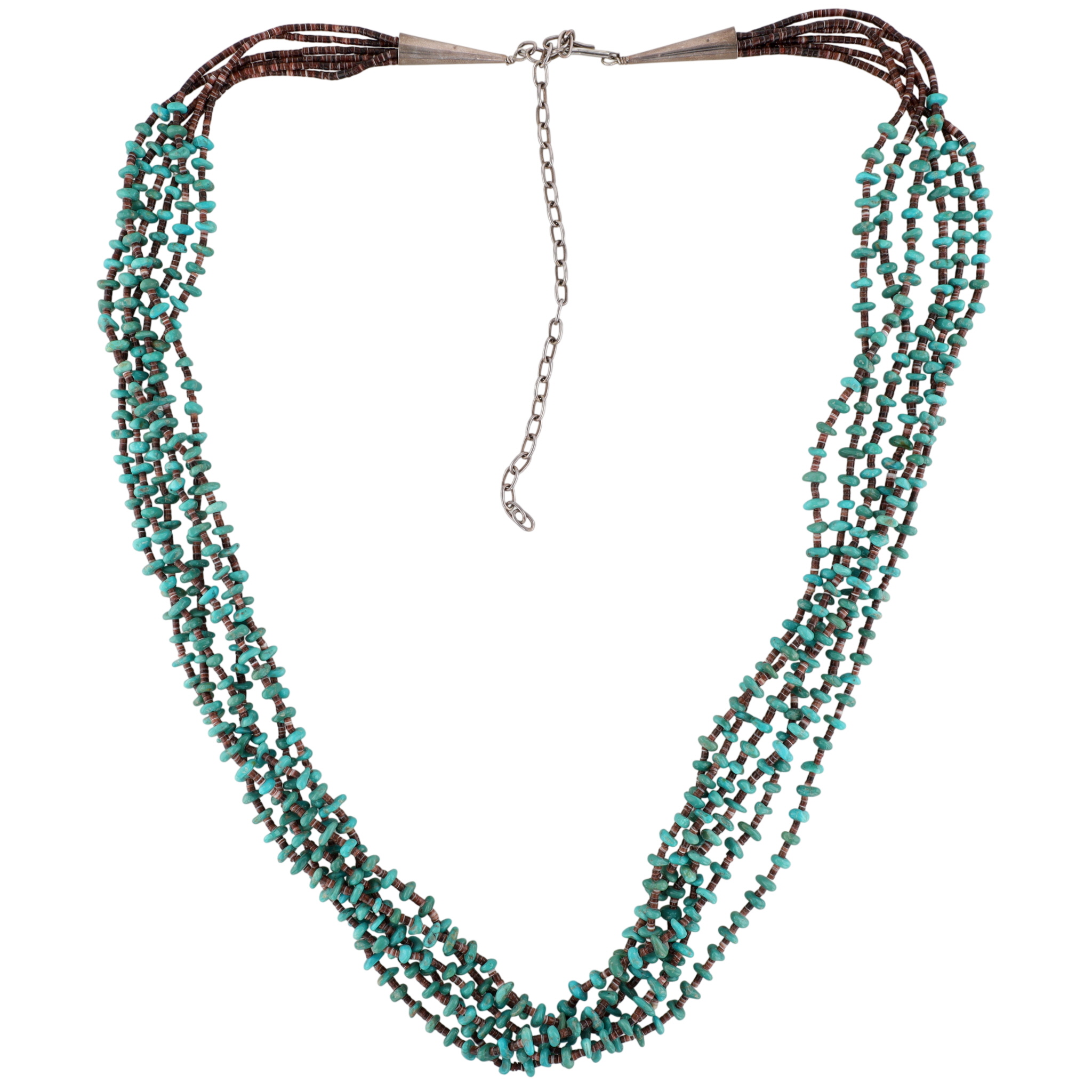 Vintage Santo Domingo Sterling Turquoise Heishi Multistrand Necklace