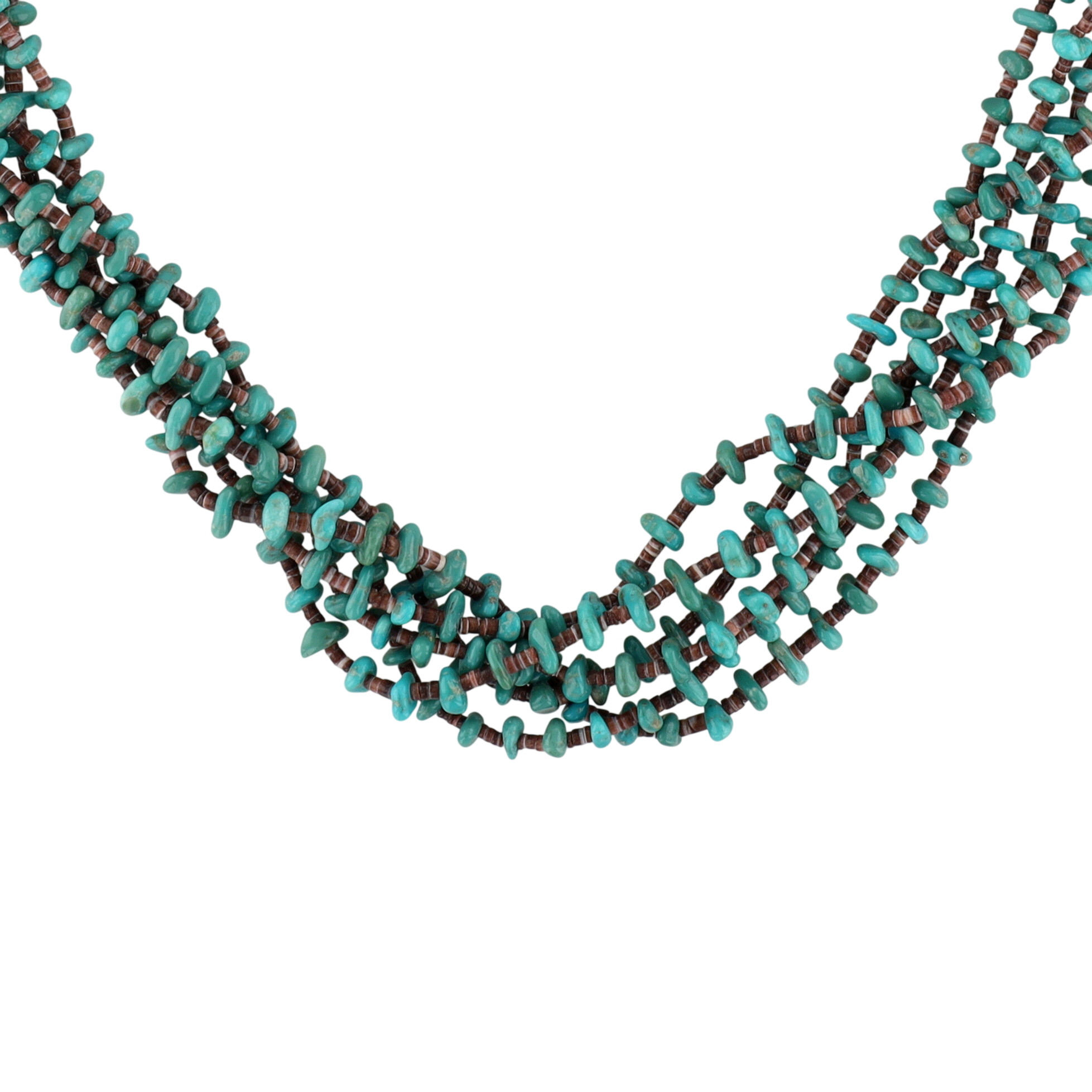 Vintage Santo Domingo Sterling Turquoise Heishi Multistrand Necklace