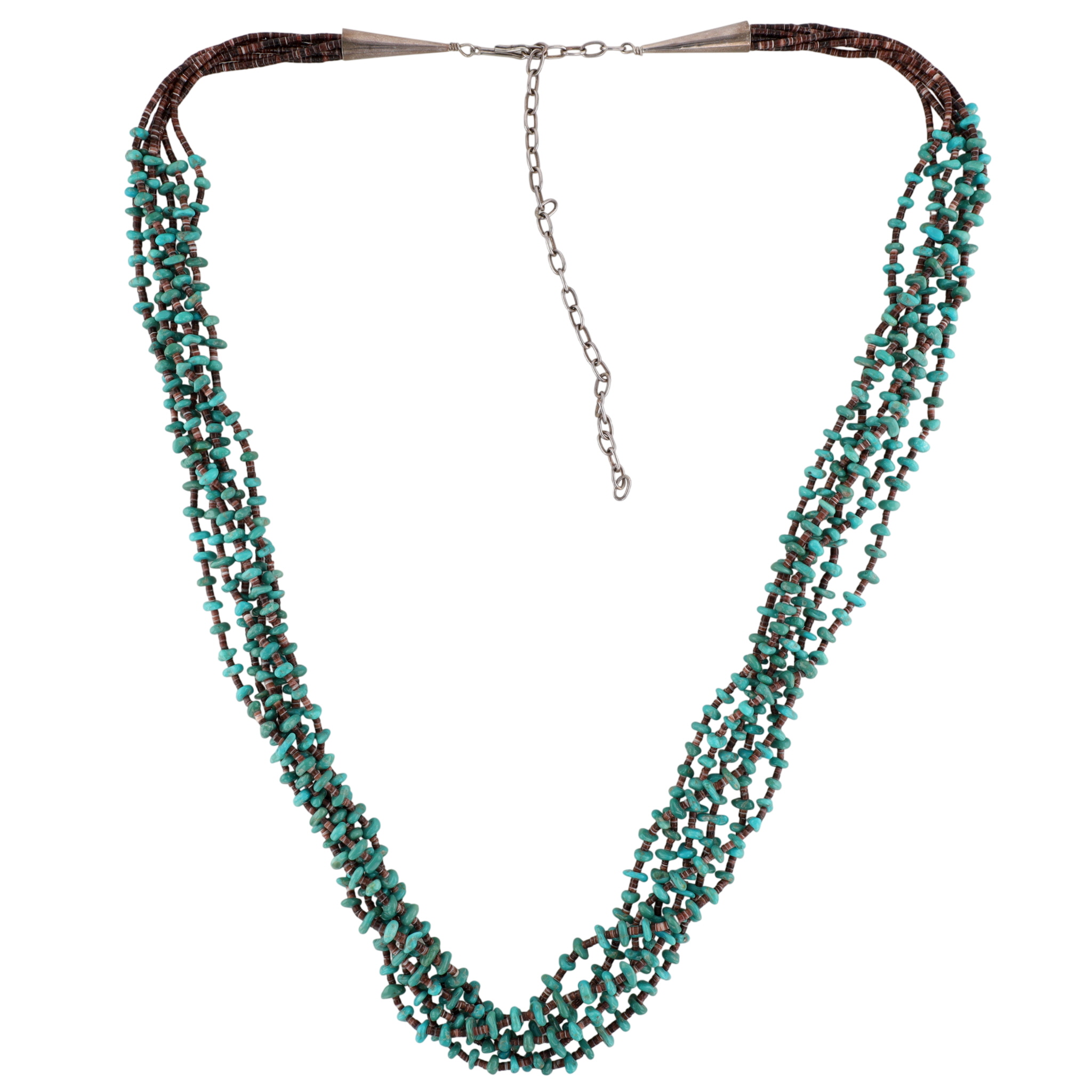 Vintage Santo Domingo Sterling Turquoise Heishi Multistrand Necklace