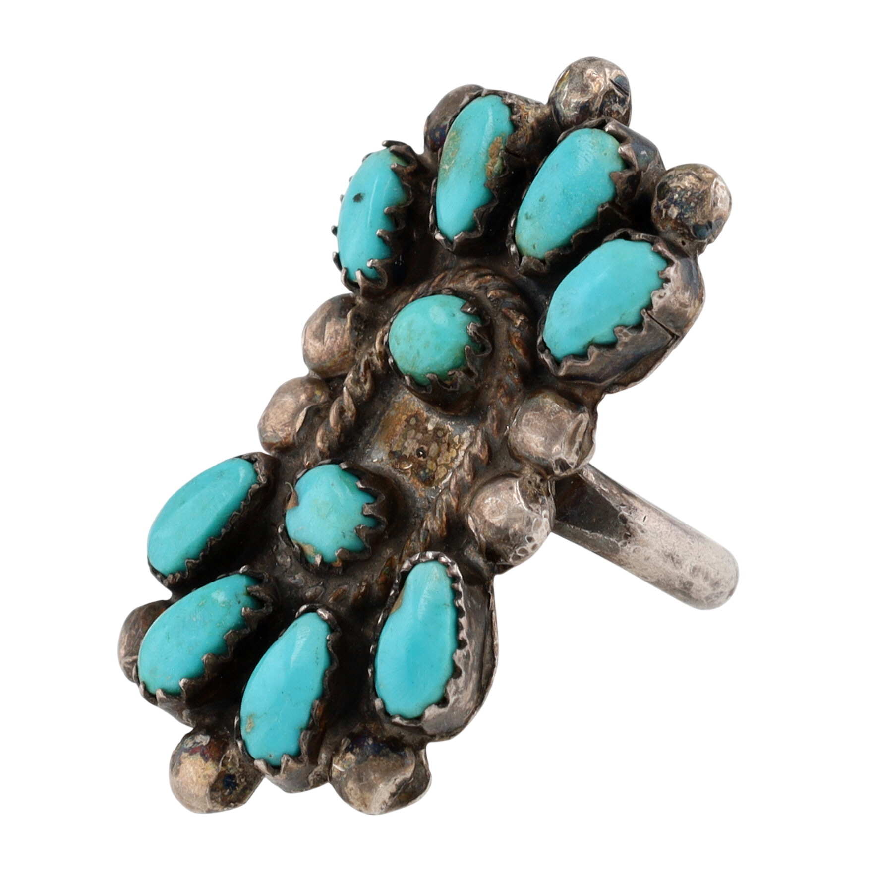Vintage Signed Zuni Sterling Turquoise Ring Sz 4.5