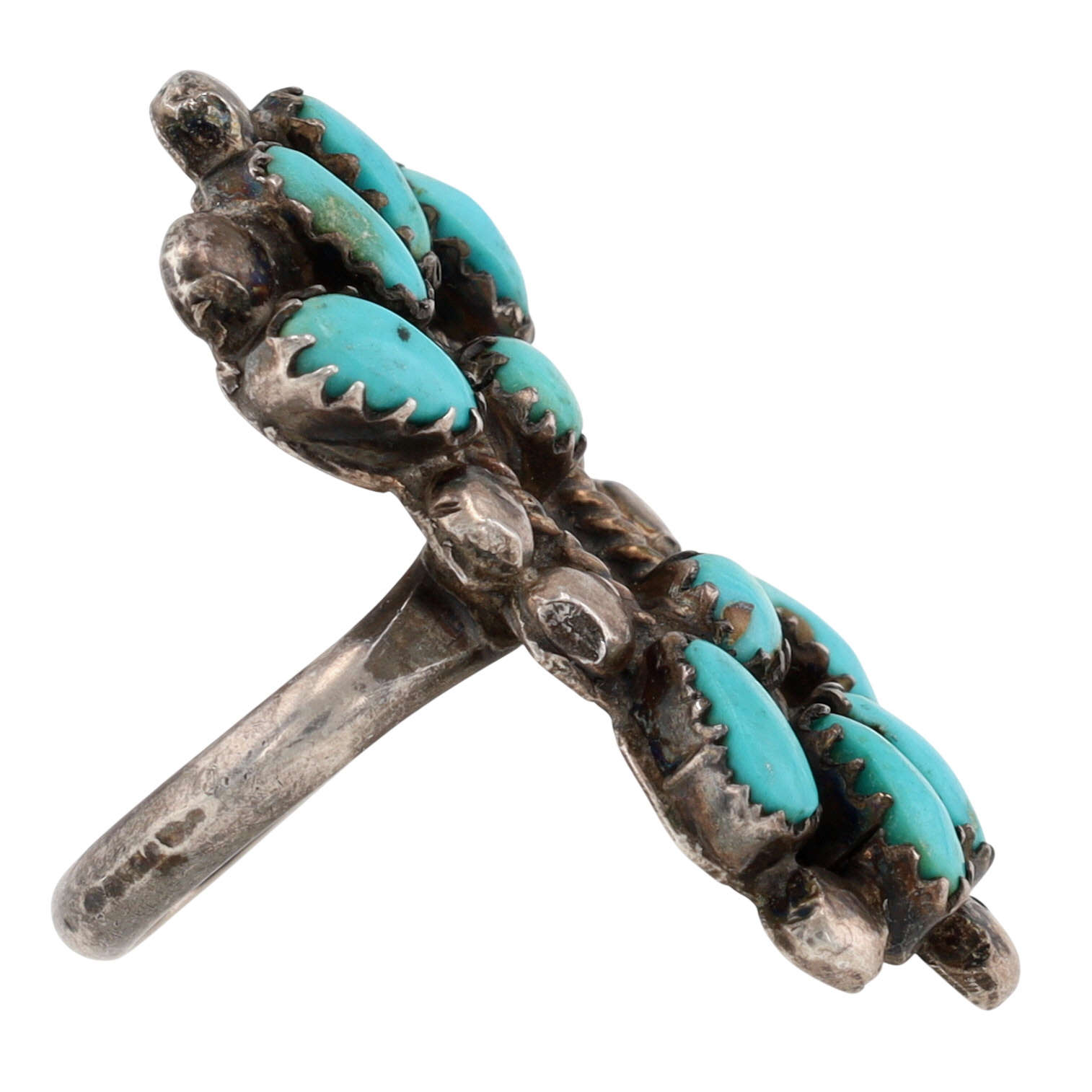 Vintage Signed Zuni Sterling Turquoise Ring Sz 4.5