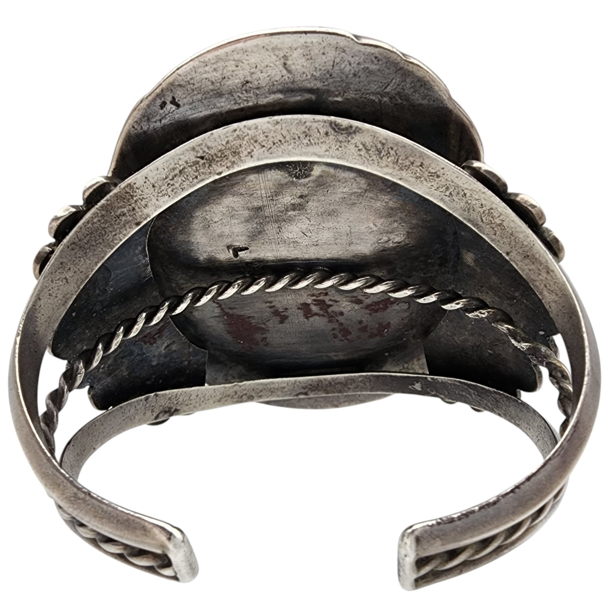 Vintage Signed Navajo Sterling Bisbee Turquoise Cuff Bracelet