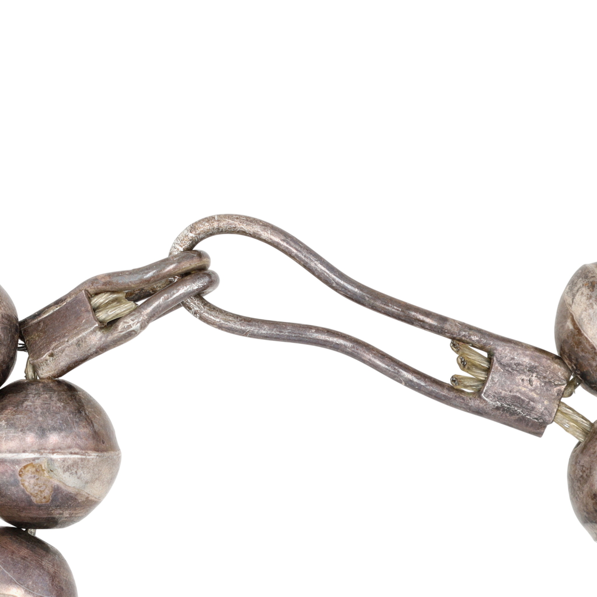 Signed Navajo Sterling Turquoise Shadowbox Station Bead Necklace