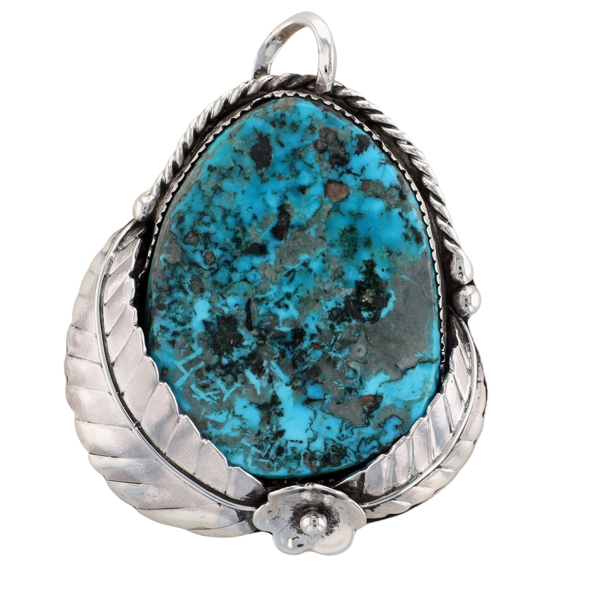 Large Navajo Sterling Turquoise Pendant