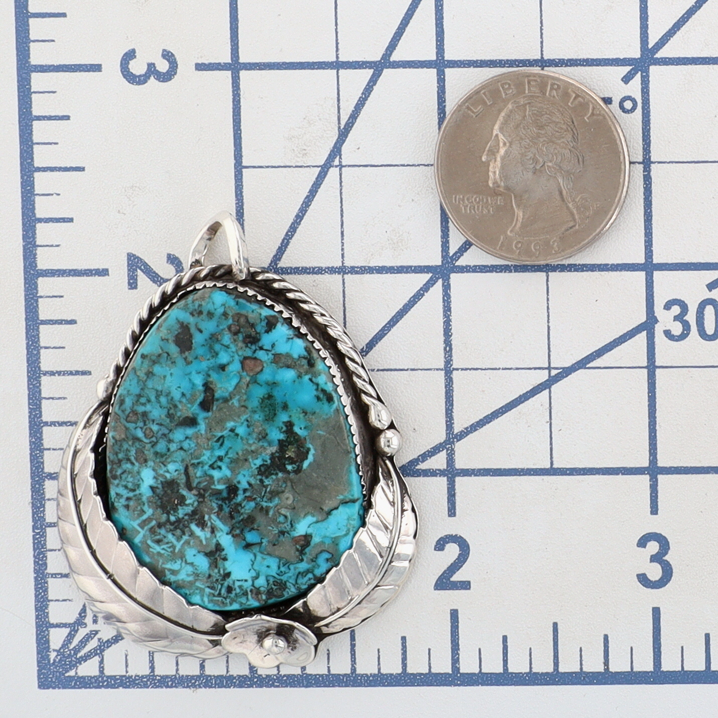 Large Navajo Sterling Turquoise Pendant