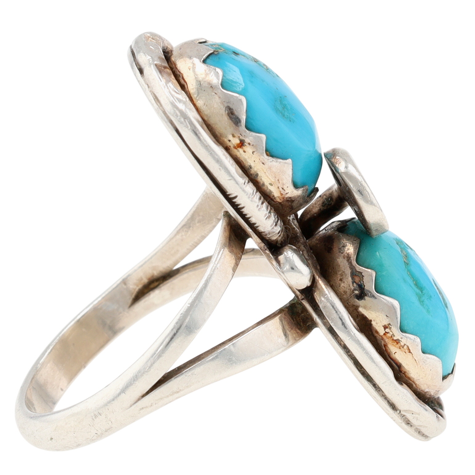 Effie Calavaza Zuni Sterling Turquoise Snake Ring Sz 7.5