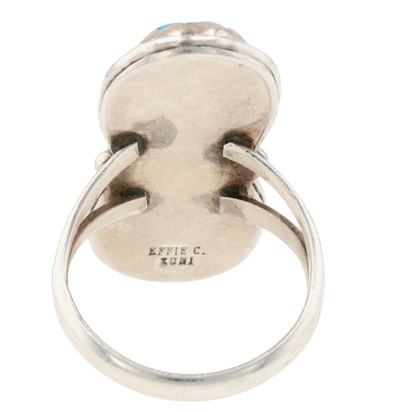 Effie Calavaza Zuni Sterling Turquoise Snake Ring Sz 7.5