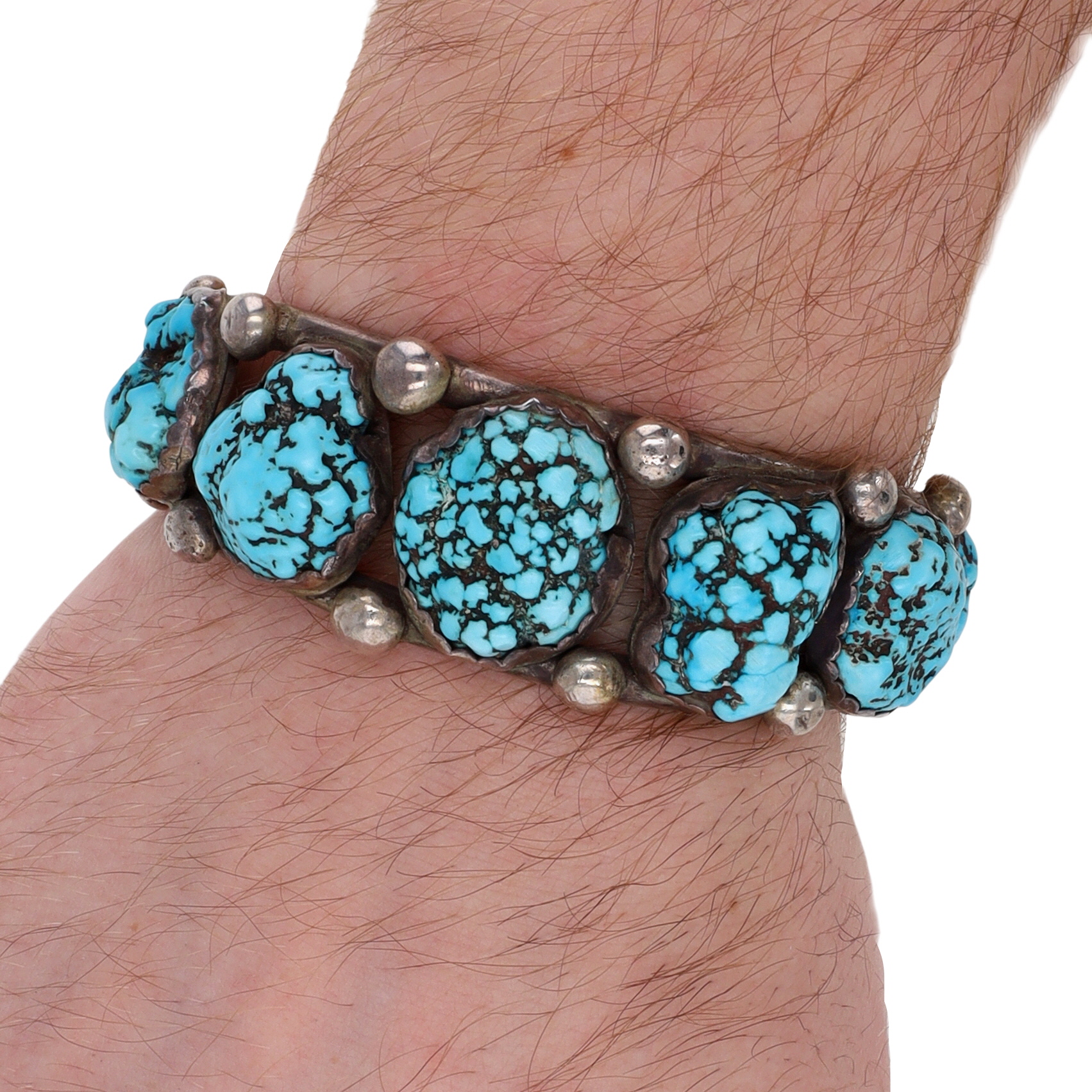 Vintage Navajo Sterling Seafoam Turquoise Cuff Bracelet