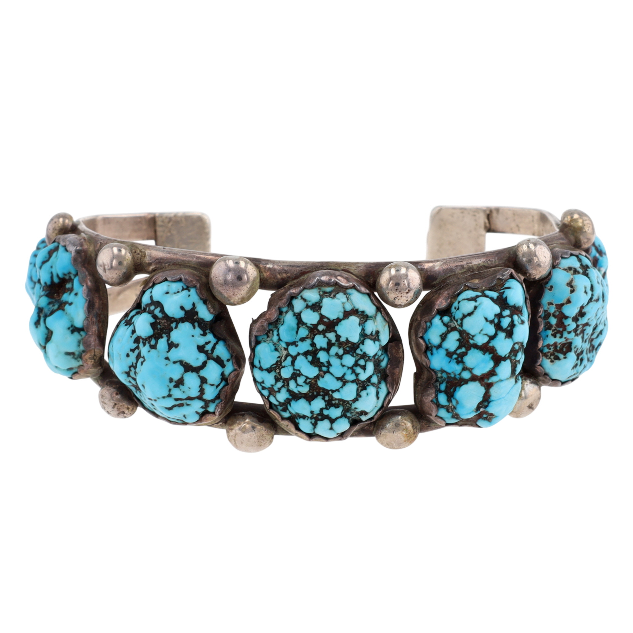 Vintage Navajo Sterling Seafoam Turquoise Cuff Bracelet