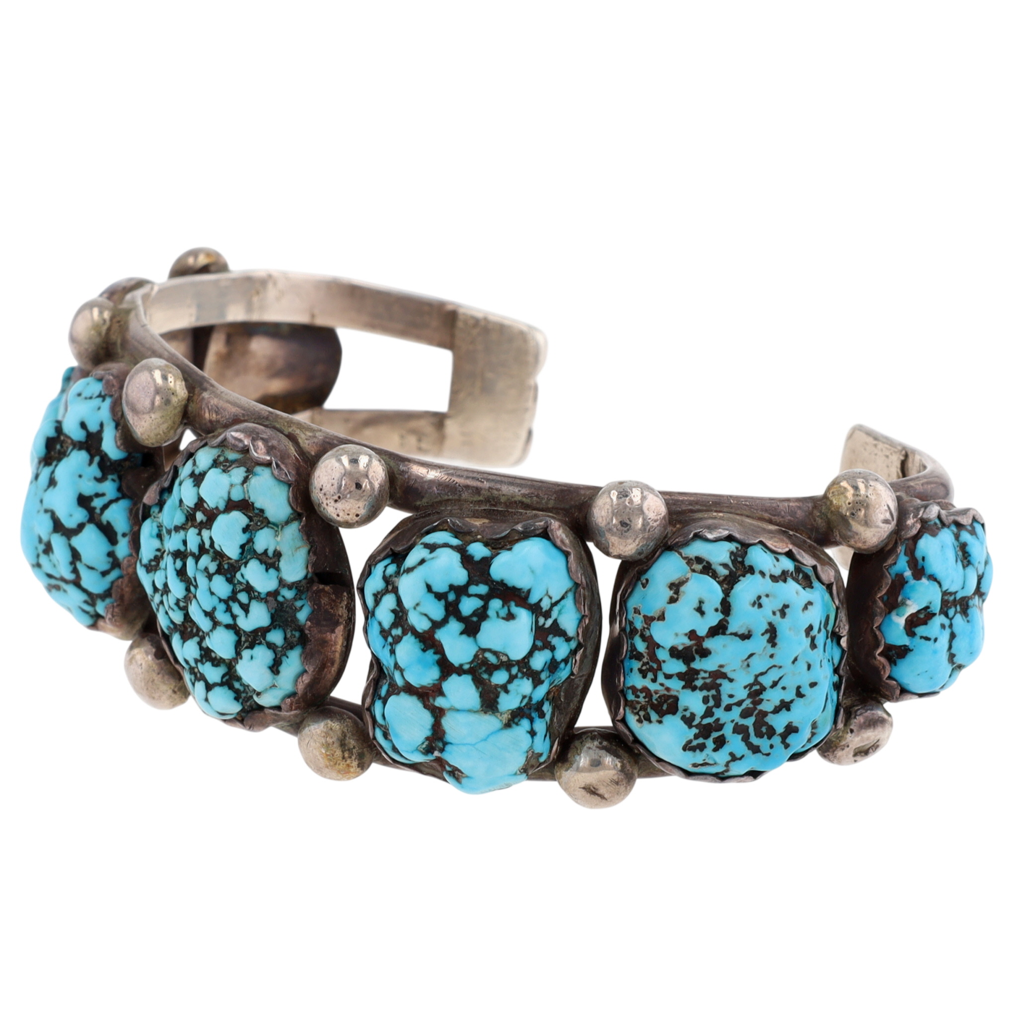 Vintage Navajo Sterling Seafoam Turquoise Cuff Bracelet