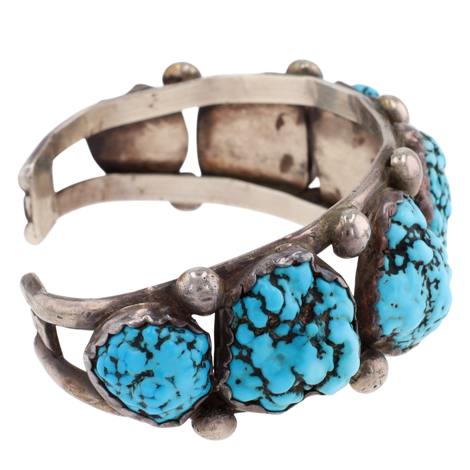 Vintage Navajo Sterling Seafoam Turquoise Cuff Bracelet