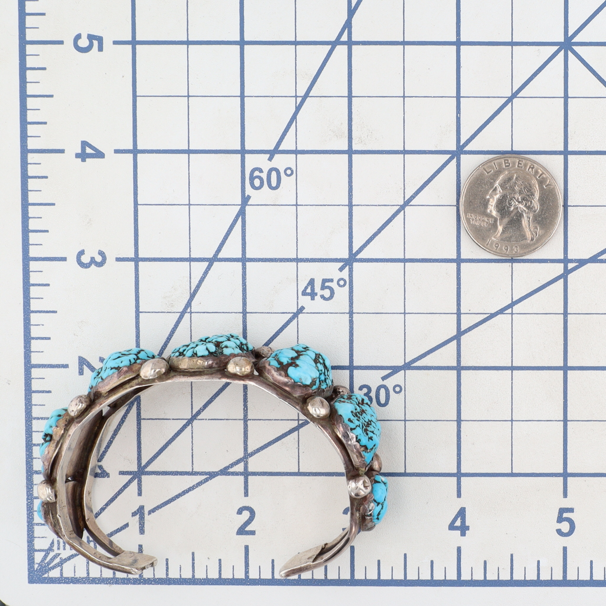 Vintage Navajo Sterling Seafoam Turquoise Cuff Bracelet