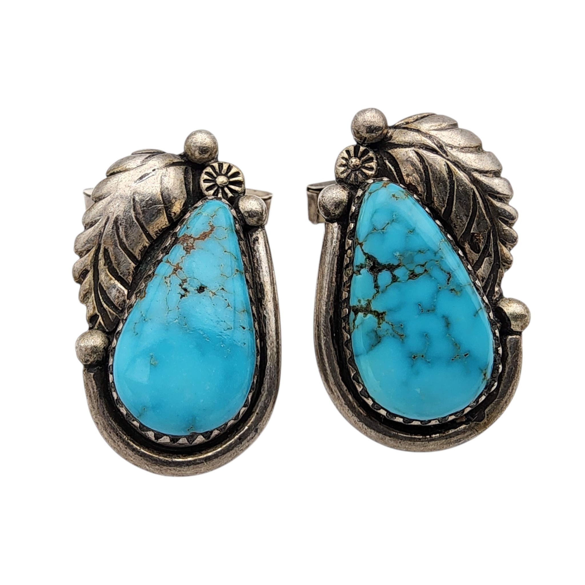 Vintage Navajo Sterling Turquoise Cufflinks