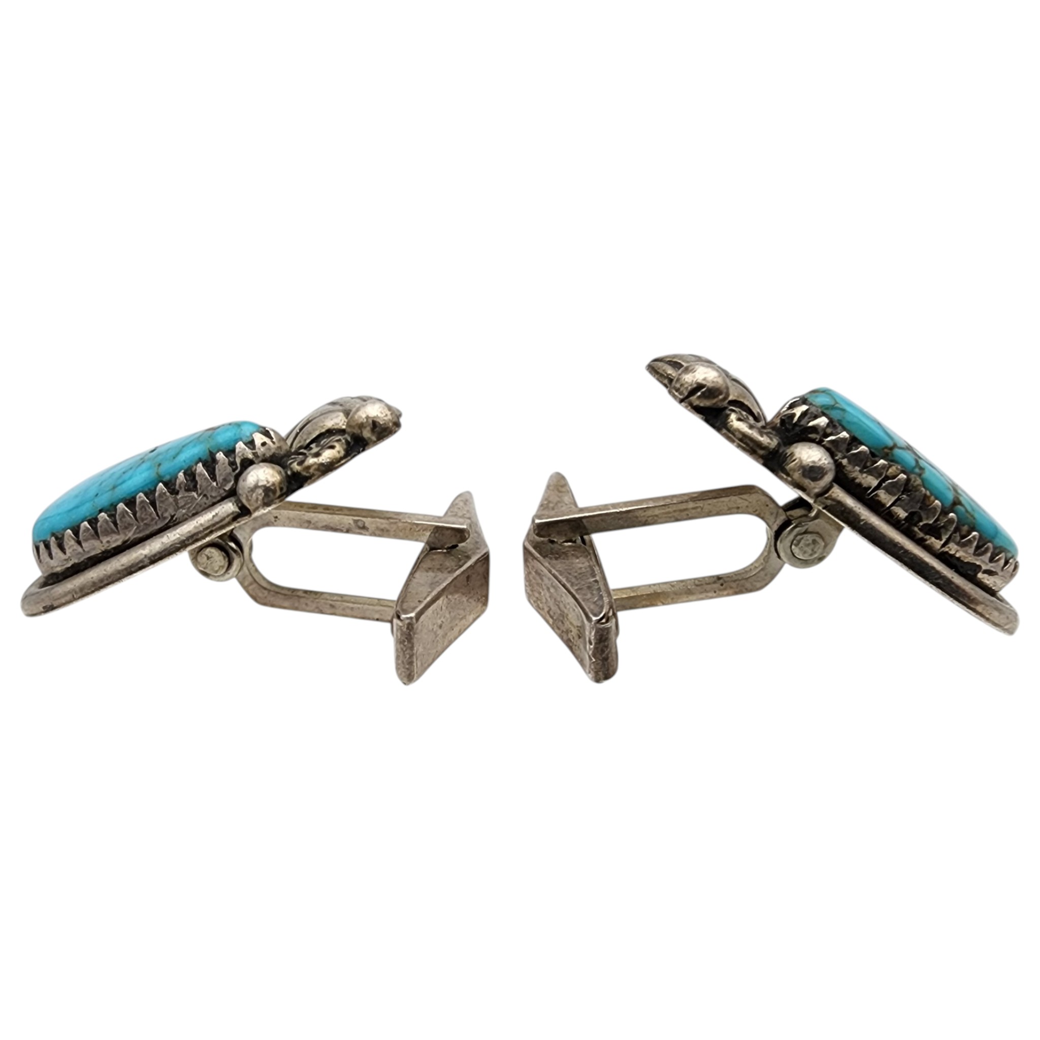 Vintage Navajo Sterling Turquoise Cufflinks