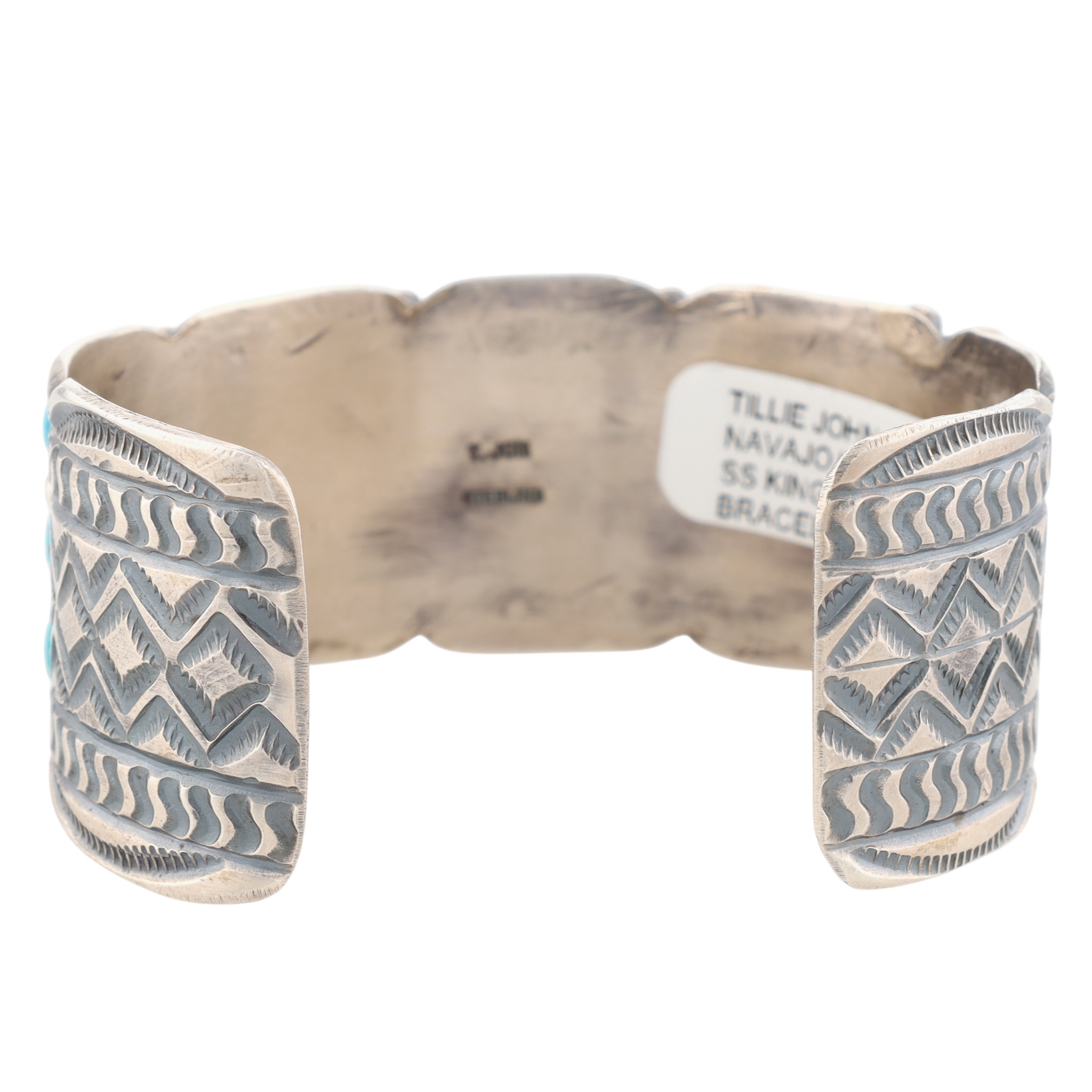 Tillie Jon Navajo Sterling Turquoise Stamped Cuff Bracelet