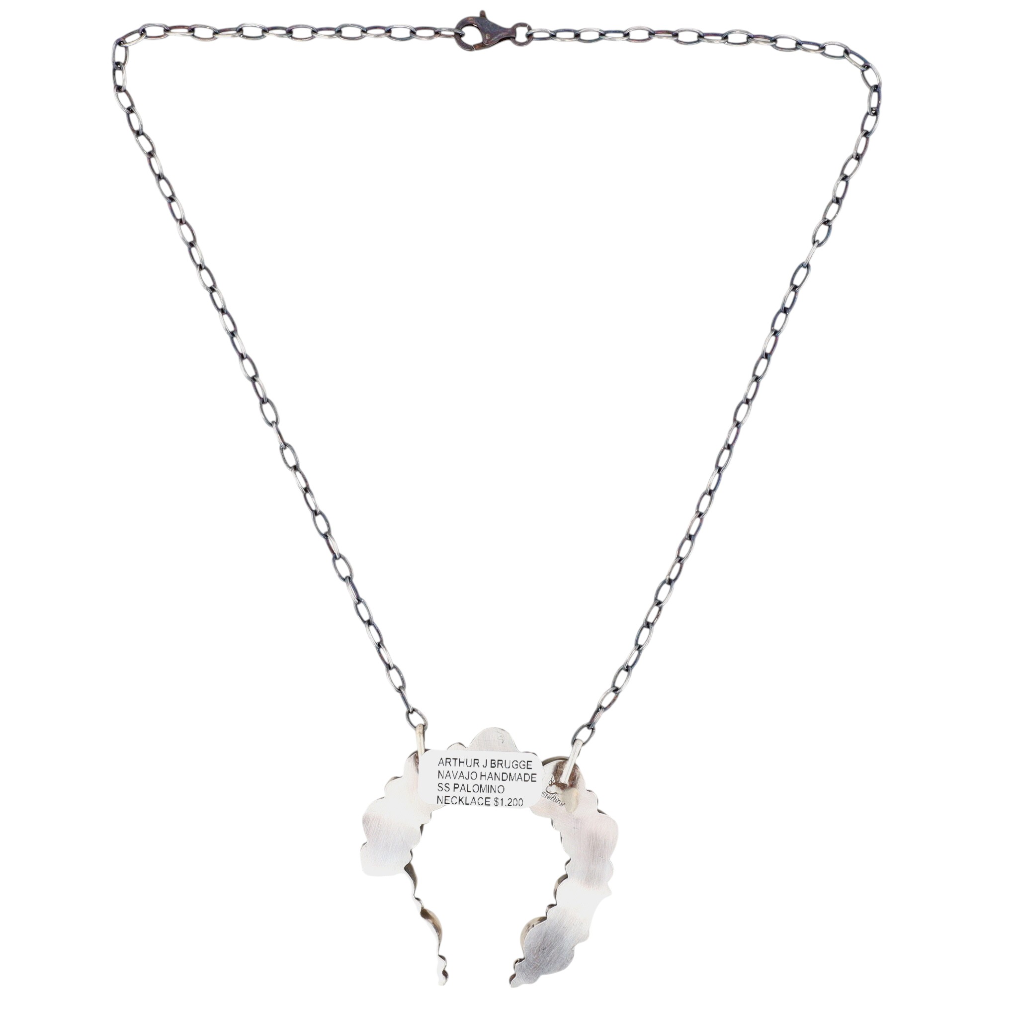 Arthur Brugge Navajo Sterling Palomino Turquoise Naja Necklace