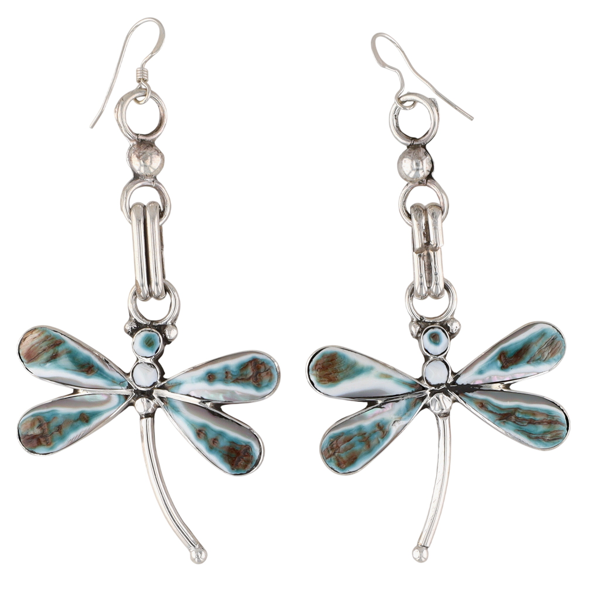 Angus Ahiyite Zuni Sterling Dragonfly Earrings
