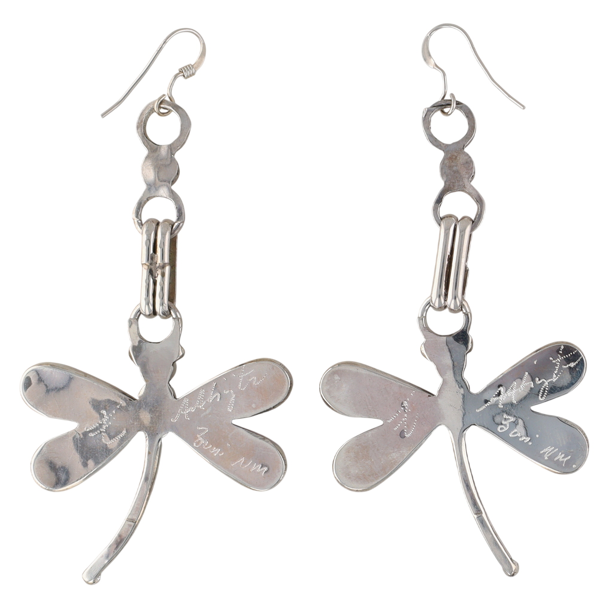 Angus Ahiyite Zuni Sterling Dragonfly Earrings