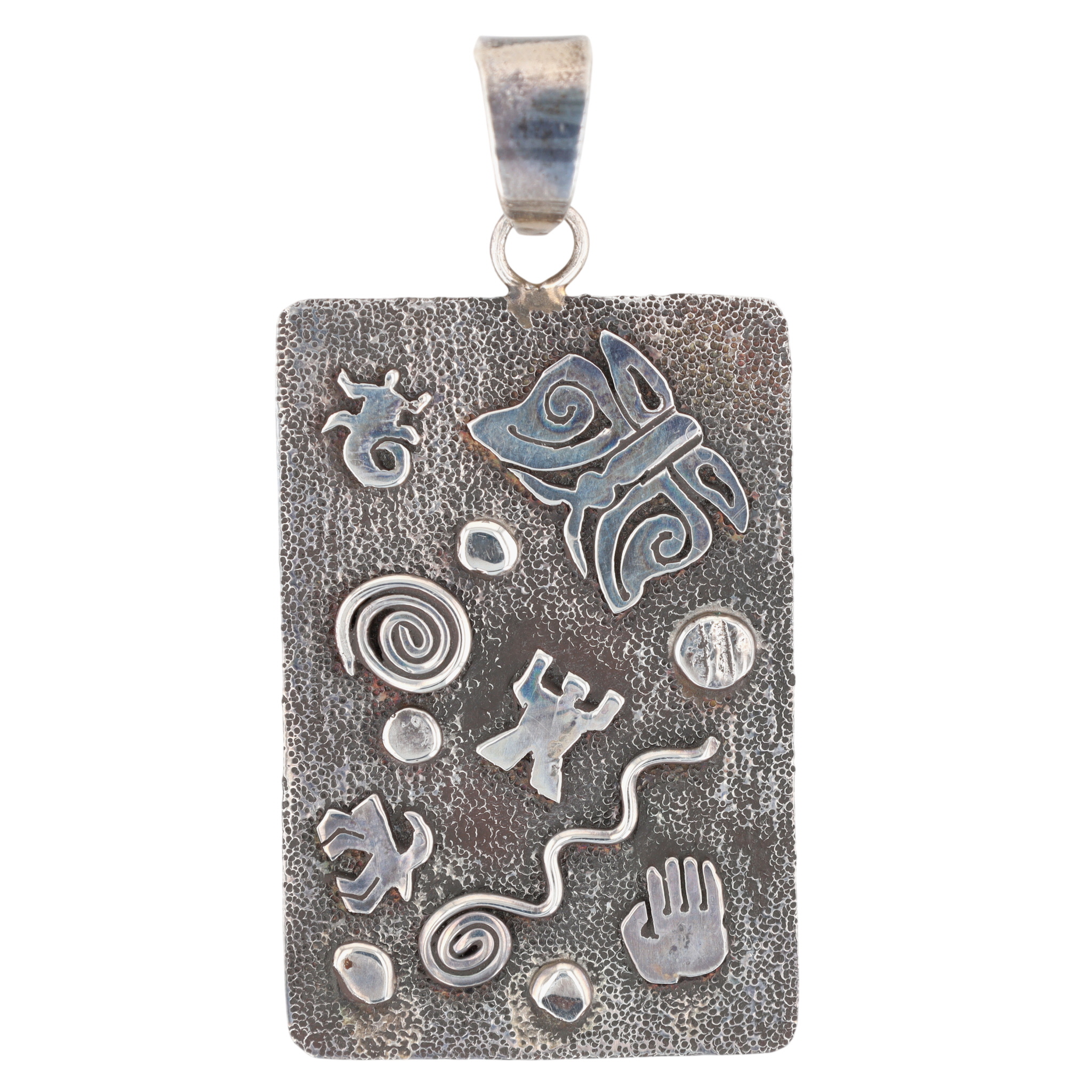 Scott Skeets Navajo Sterling Petroglyph Bar Pendant