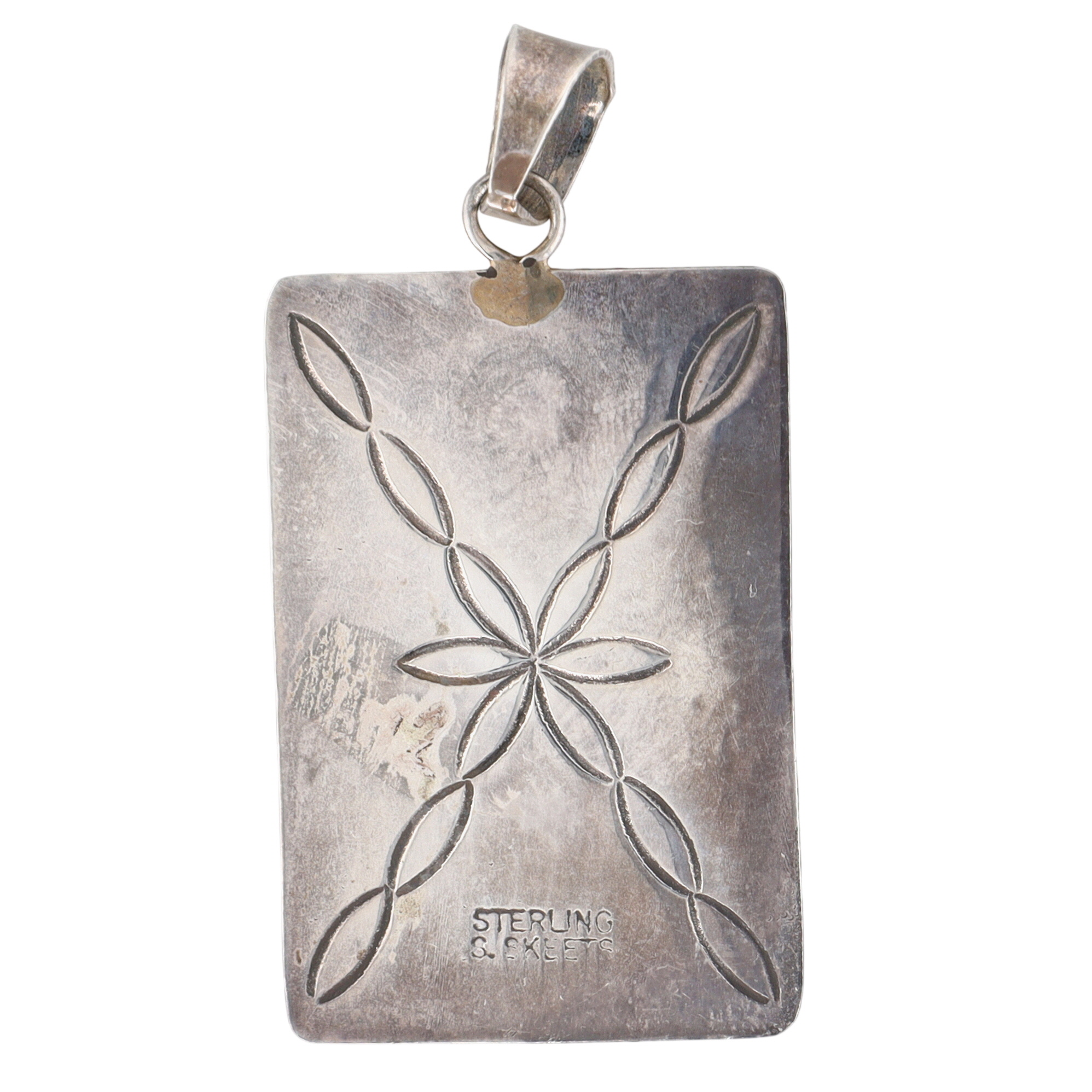 Scott Skeets Navajo Sterling Petroglyph Bar Pendant