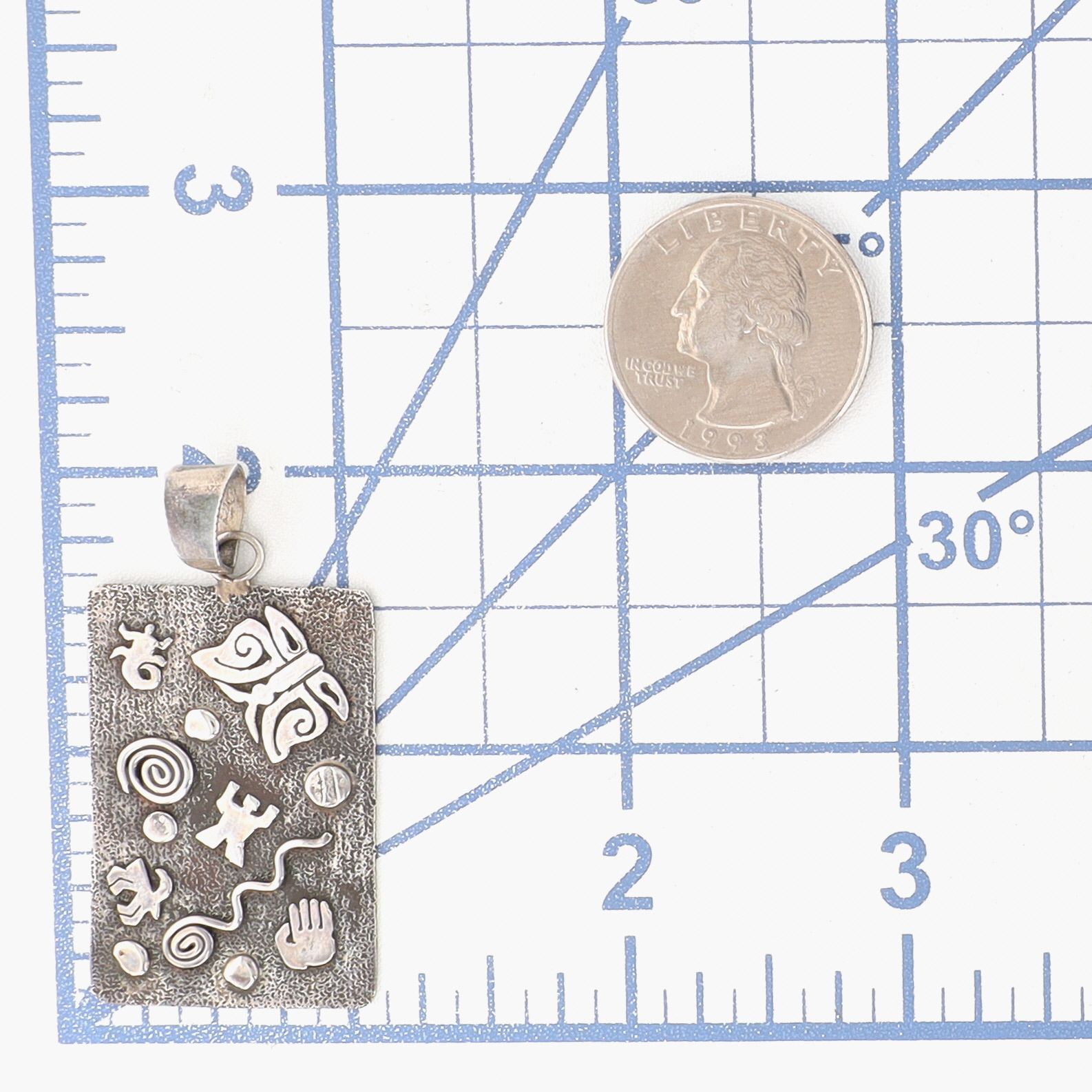 Scott Skeets Navajo Sterling Petroglyph Bar Pendant