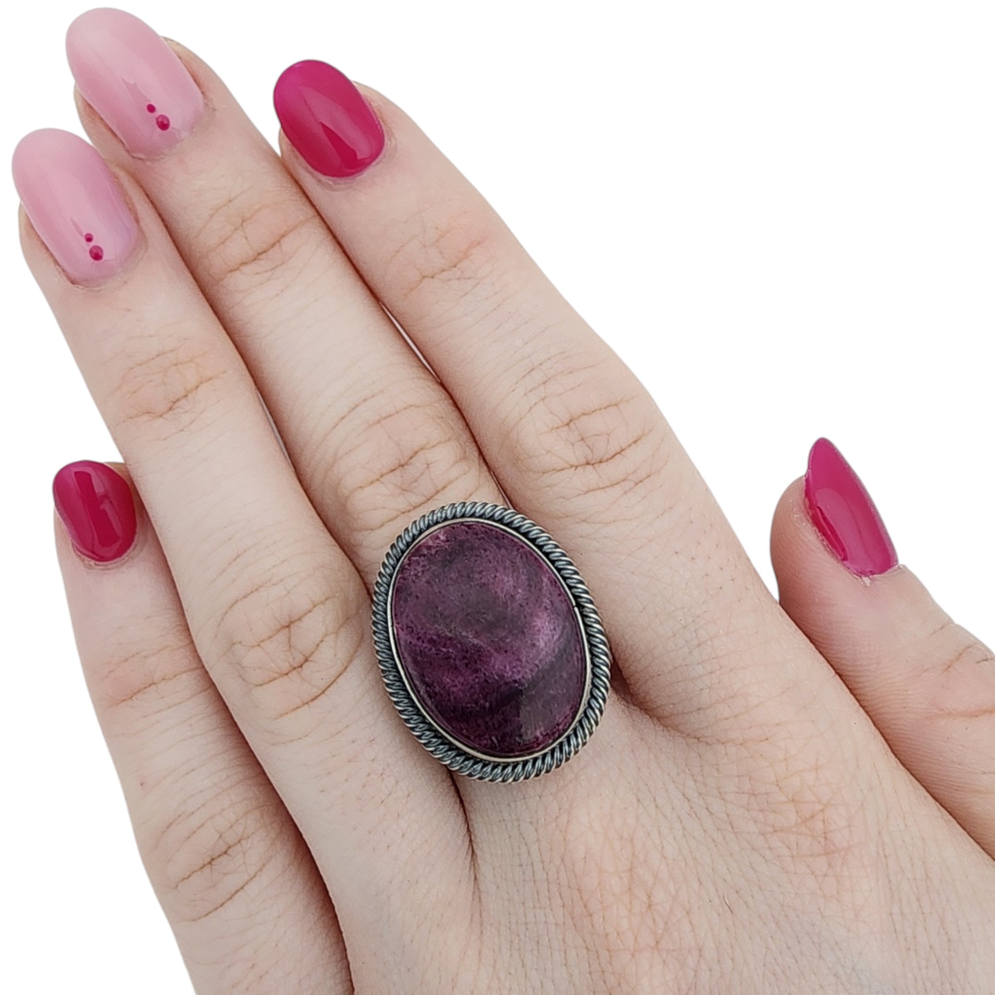 Antoinette Martinez Navajo Sterling Purple Spiny Oyster Adjustable Ring