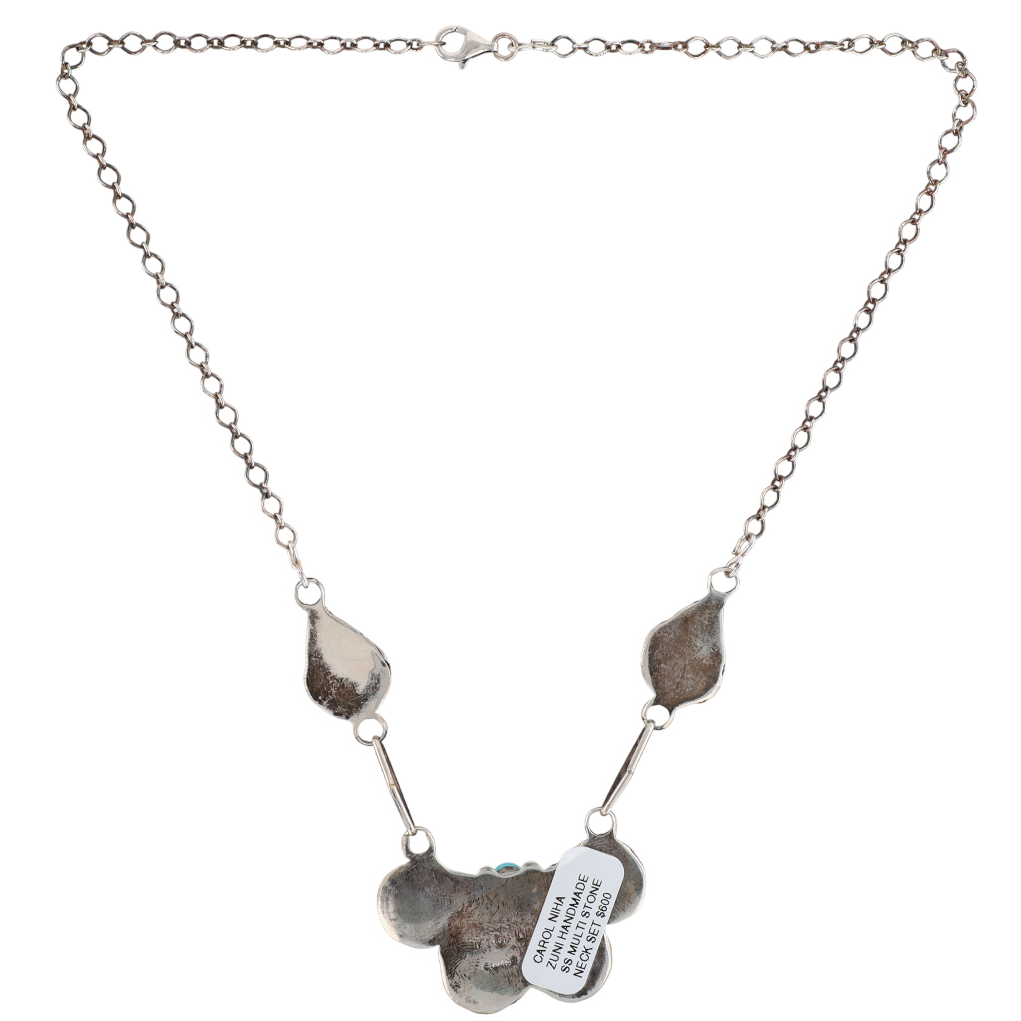 Carol Niiha Zuni Sterling Multi-Stone Inlay Teardrop Necklace