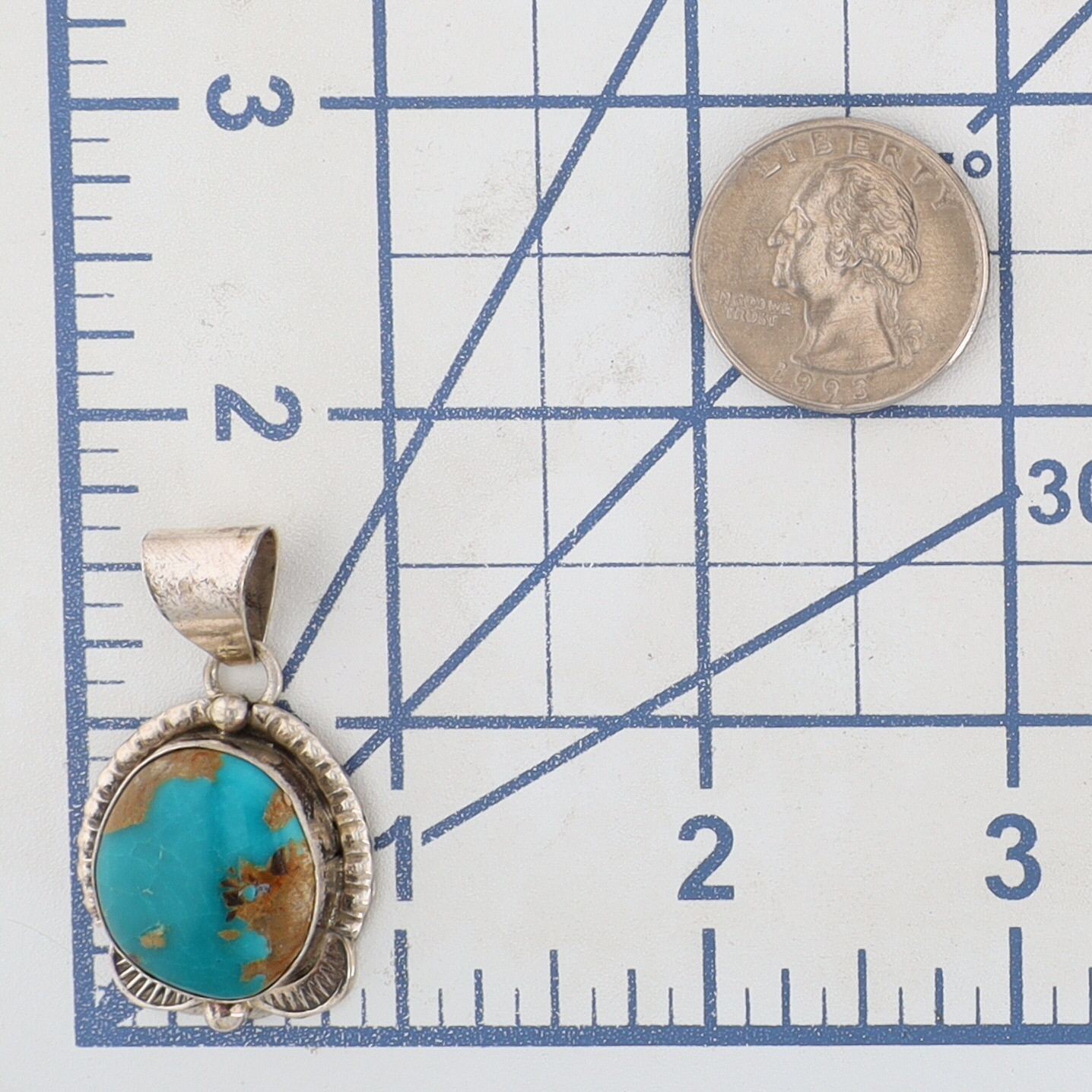Tia Long Navajo Sterling Kingman Turquoise Pendant