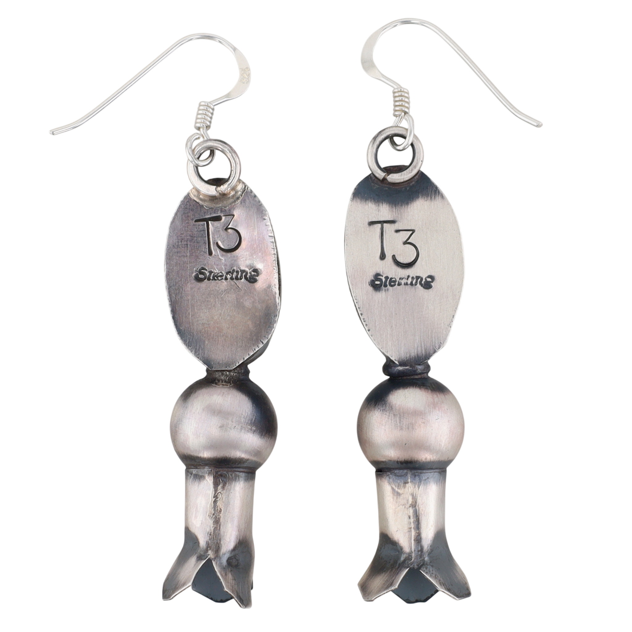 Tia Long Navajo Sterling Turquoise Squash Blossom Earrings