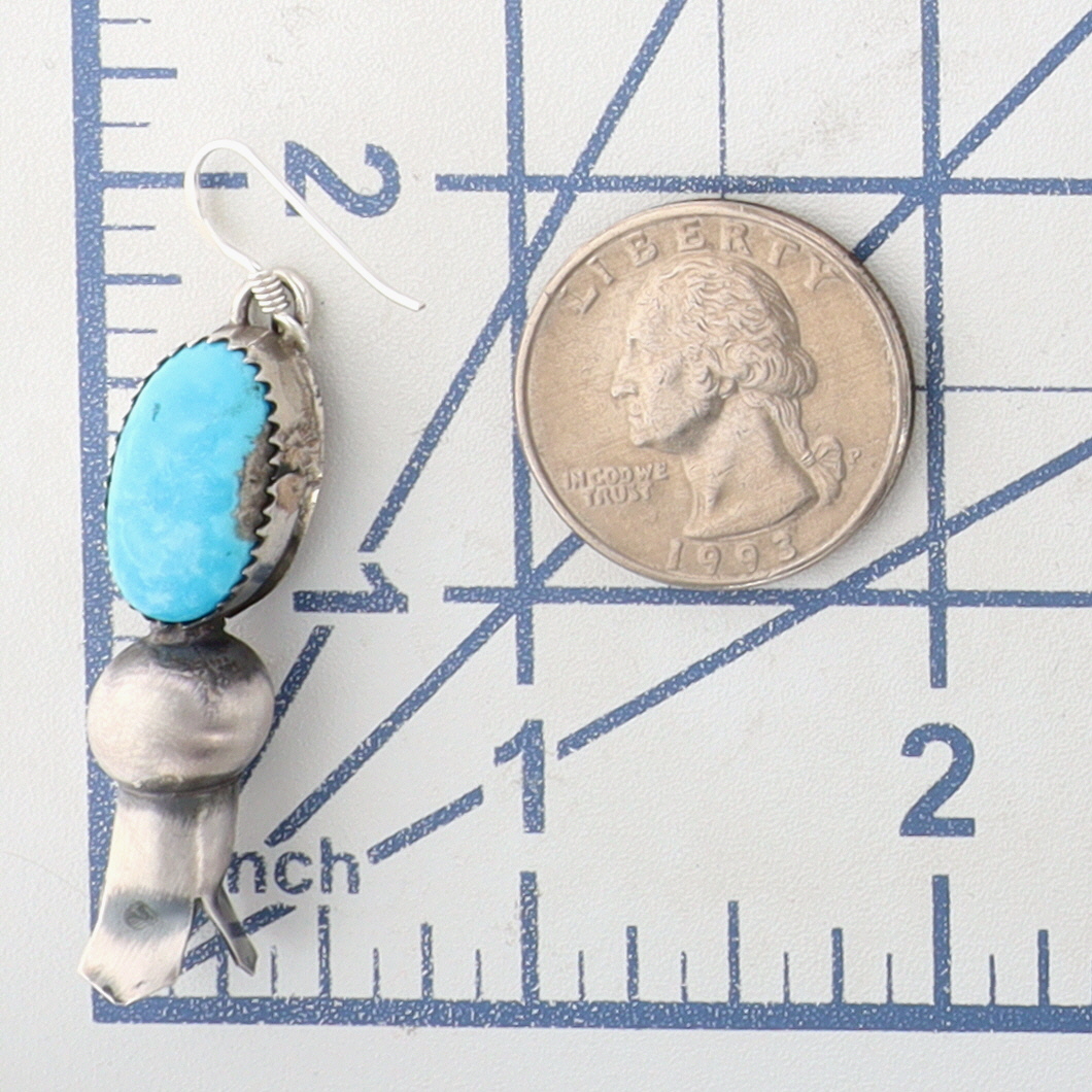 Tia Long Navajo Sterling Turquoise Squash Blossom Earrings