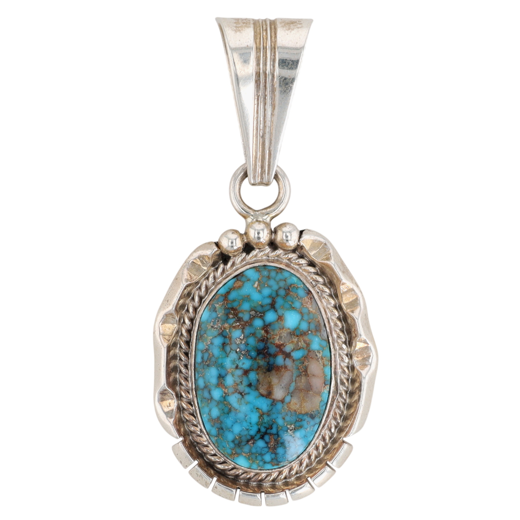 Sam Yellowhair Navajo Sterling Kingman Turquoise Pendant