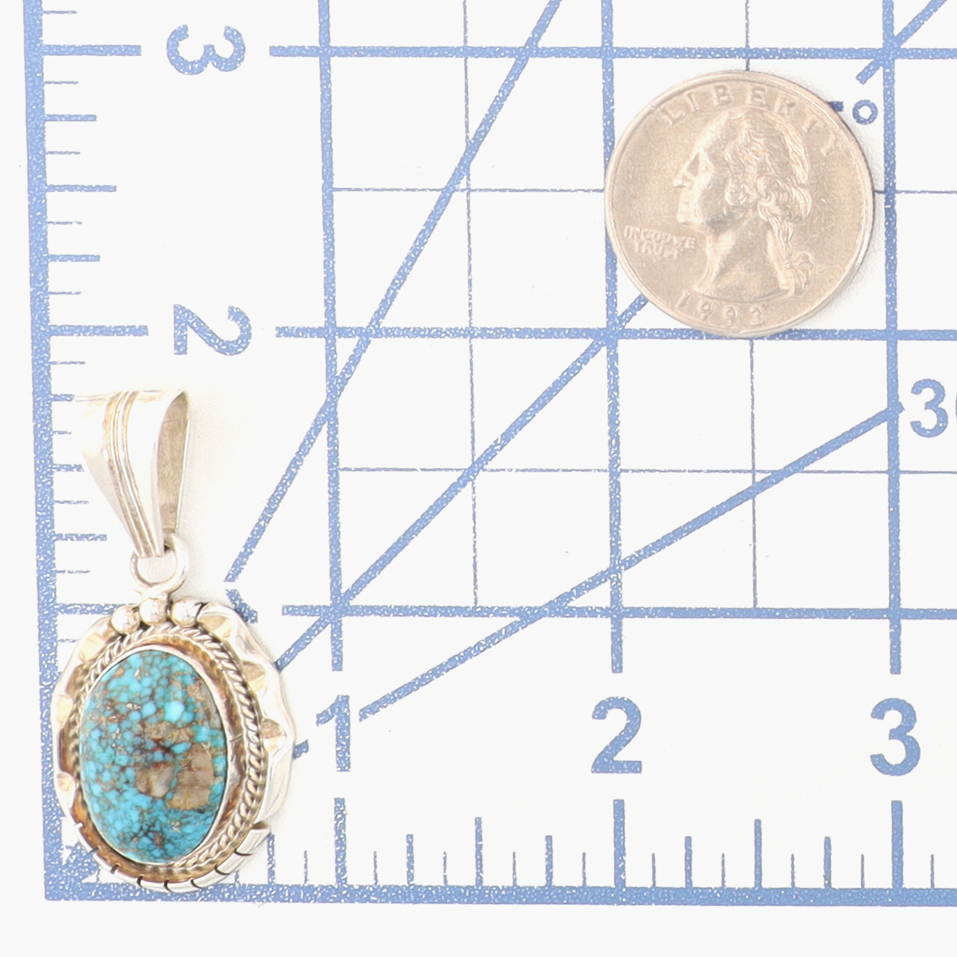 Sam Yellowhair Navajo Sterling Kingman Turquoise Pendant
