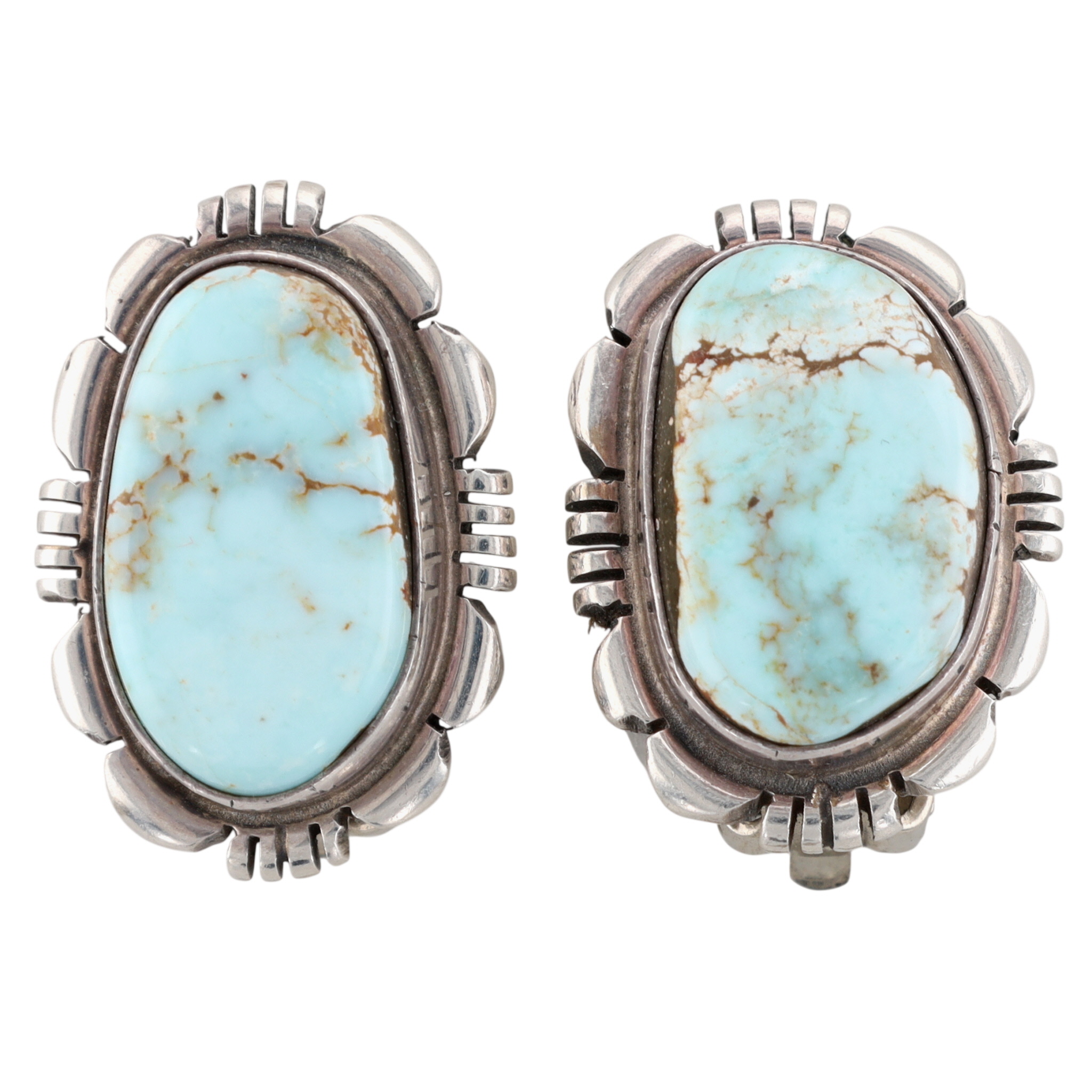 Evelyn Spencer Navajo Sterling Dry Creek Turquoise Earrings