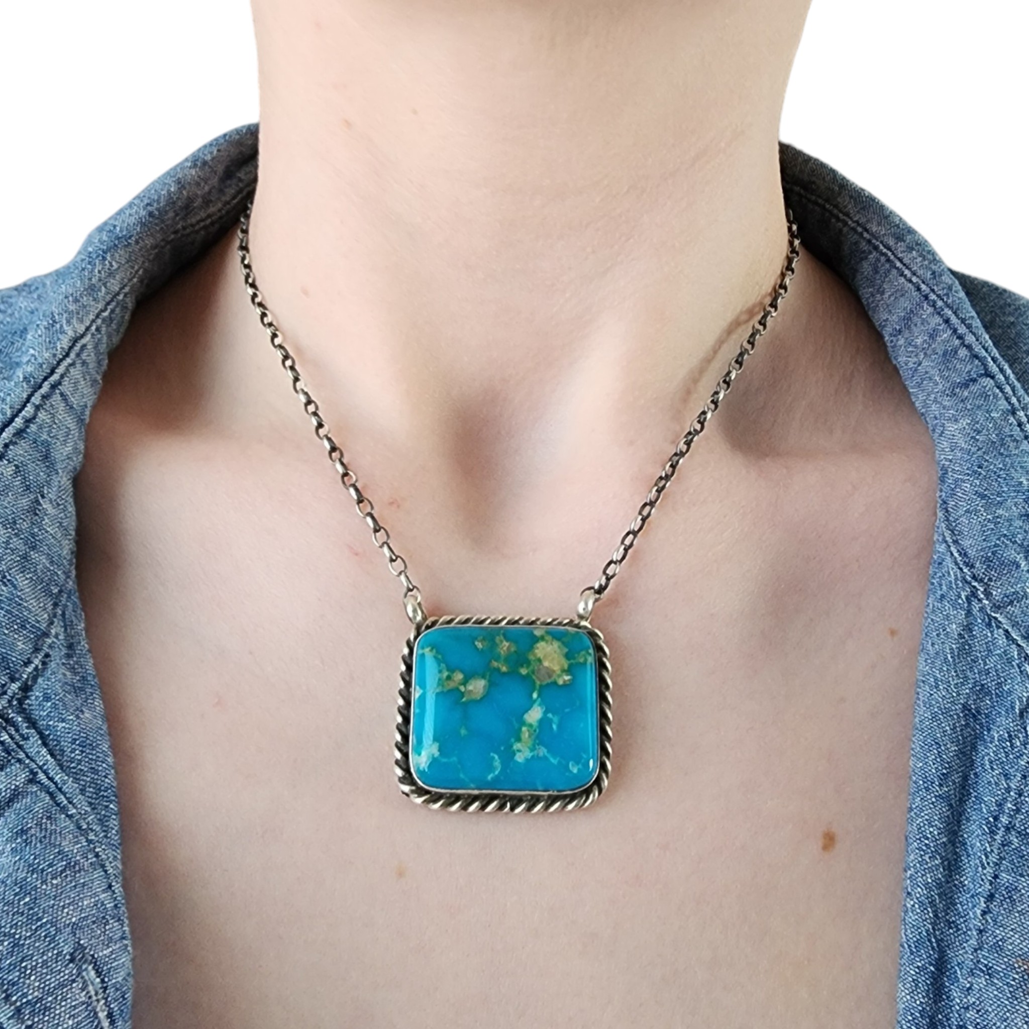 Augustine Largo Navajo Sterling Turquoise Bar Necklace