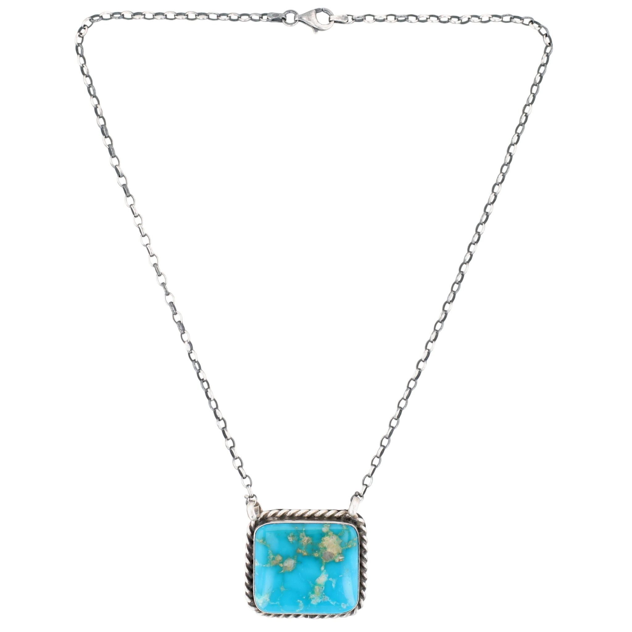 Augustine Largo Navajo Sterling Turquoise Bar Necklace
