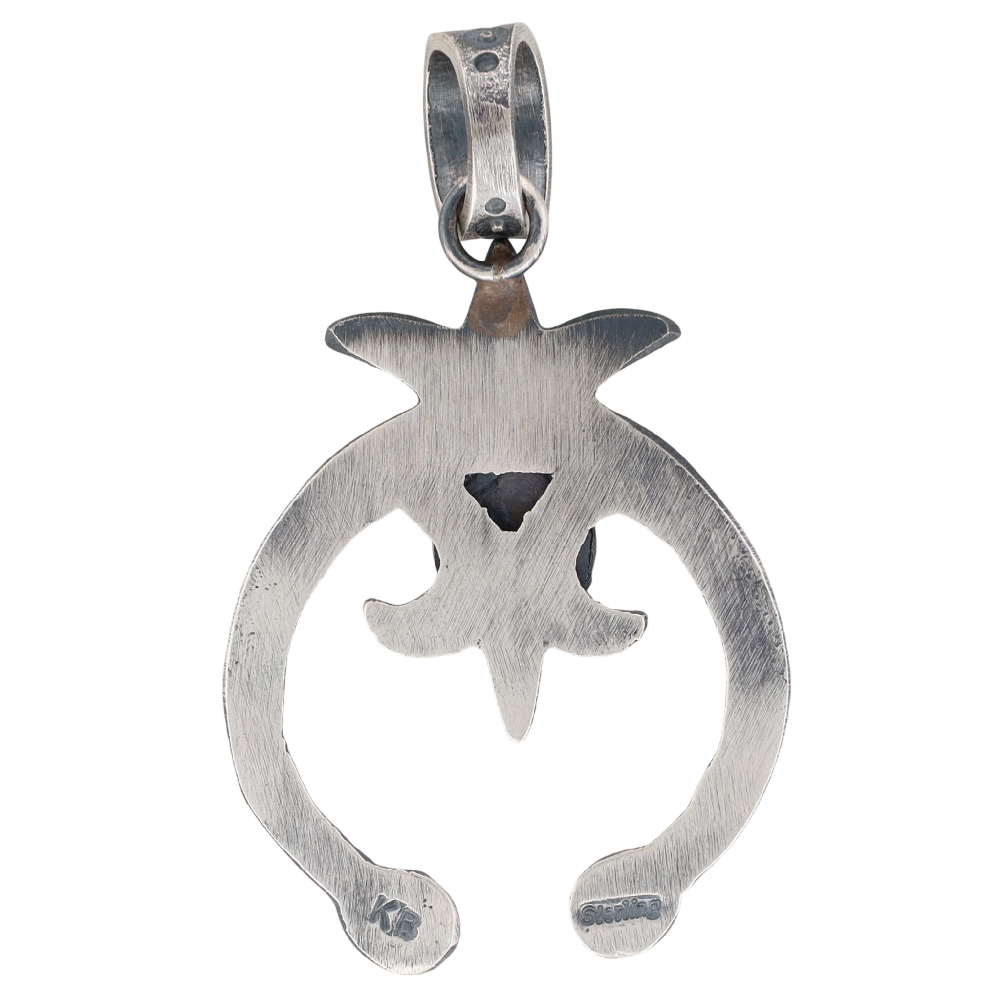 Kevin Billah Navajo Sterling Turquoise Stamped Naja Pendant