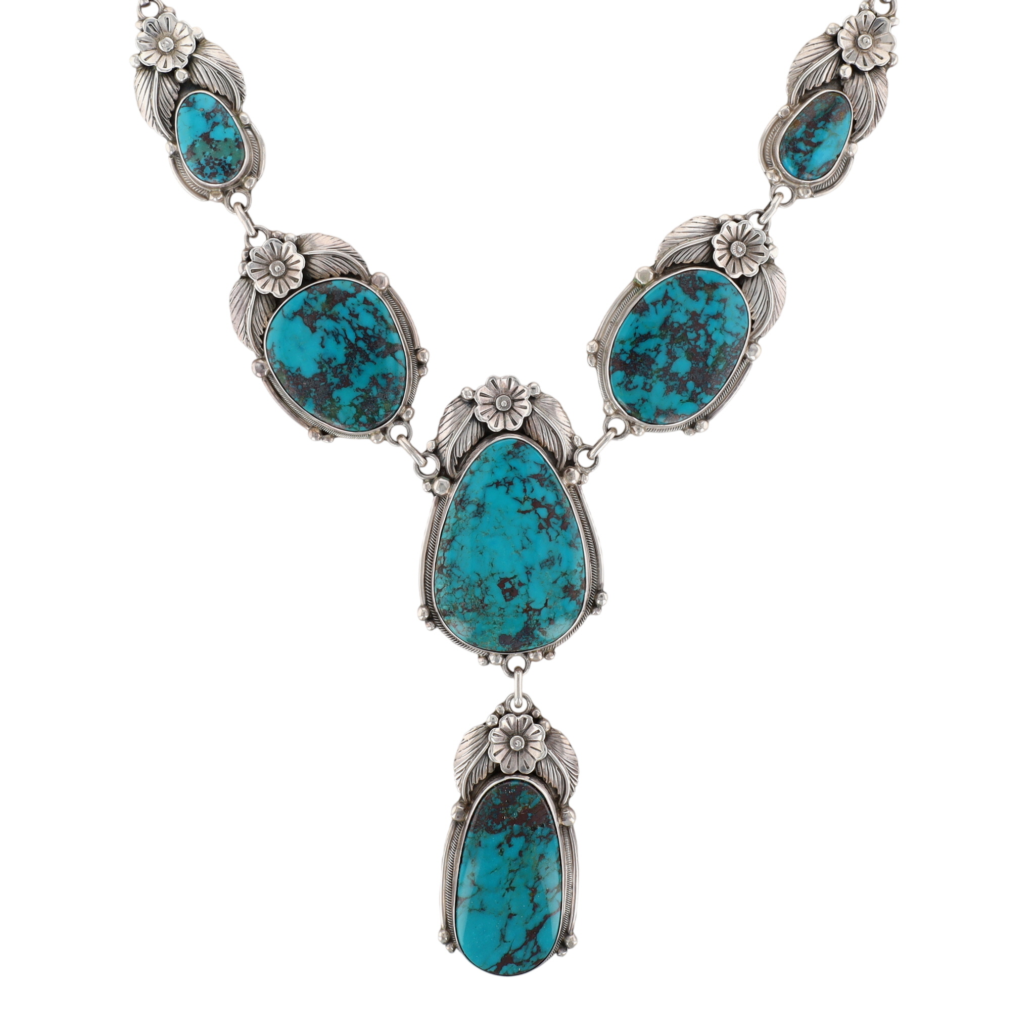 Roie Jaque Navajo Sterling Turquoise Station Necklace